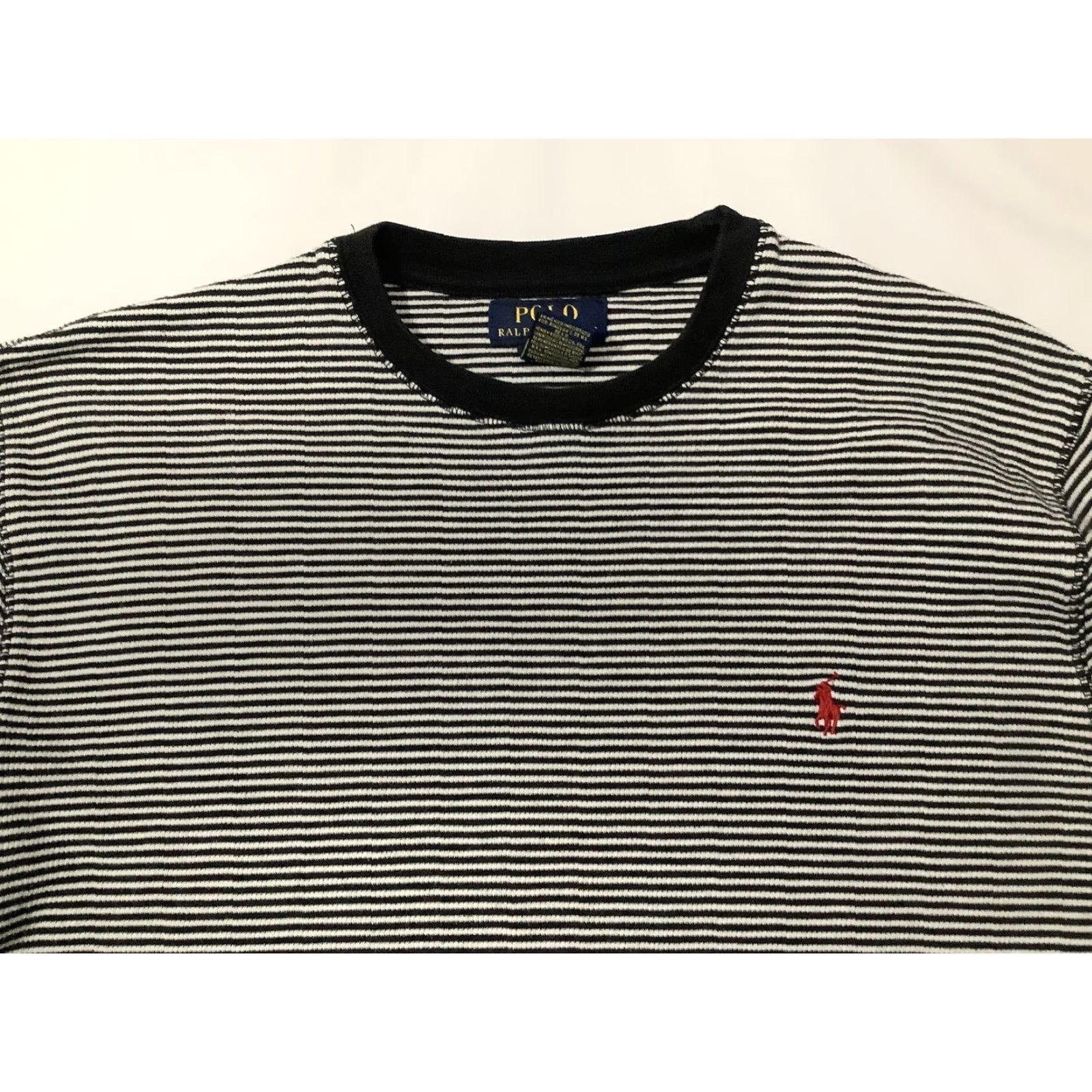Polo Ralph Lauren Polo Ralph Lauren Shirt Mens Large Black Striped Long Sleeve Cotton Crewneck Size US L / EU 52-54 / 3 - 2 Thumbnail