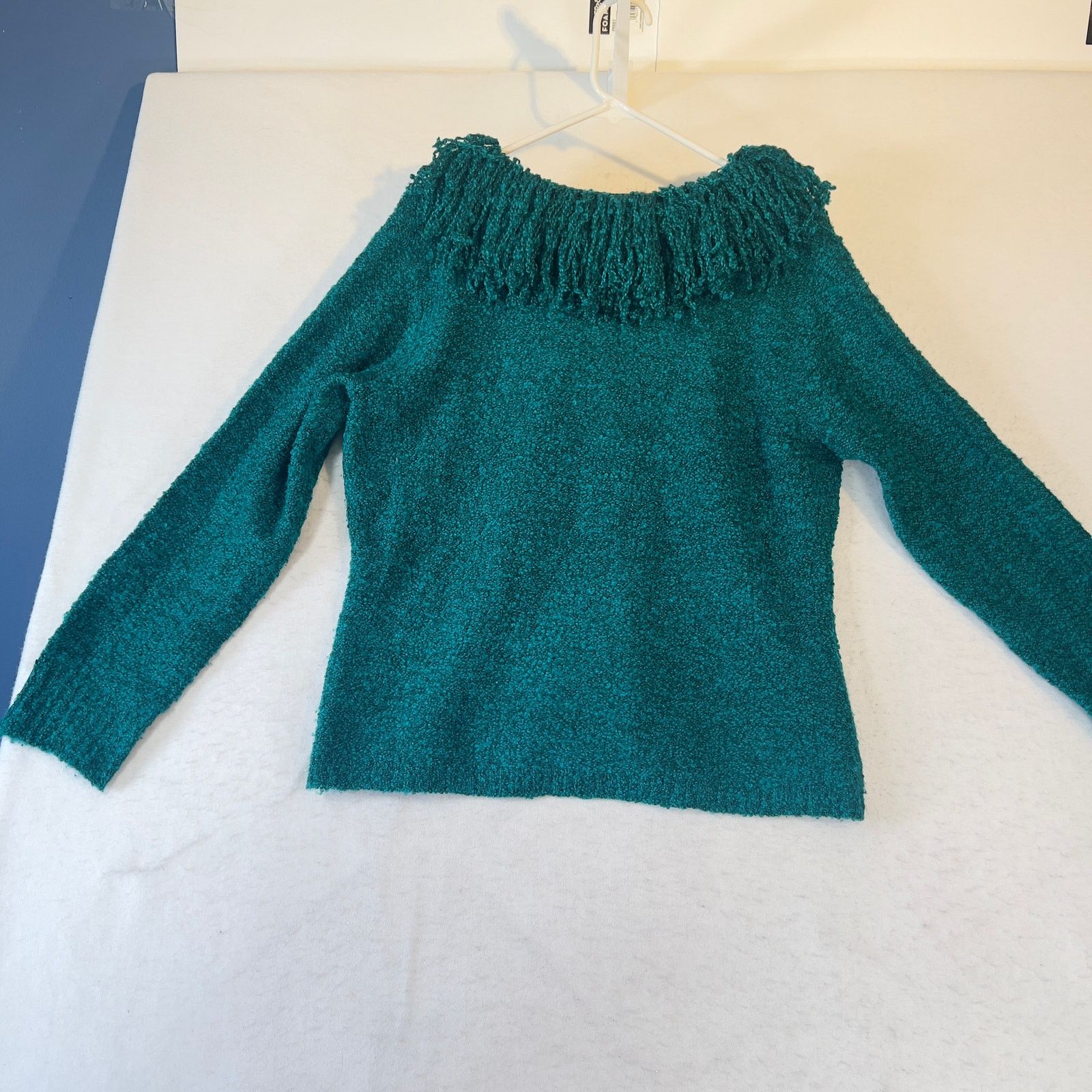 Other Norton McNaughton Sweater Woman's Large Green Fluffy Fringe Size L / US 10 / IT 46 - 4 Thumbnail