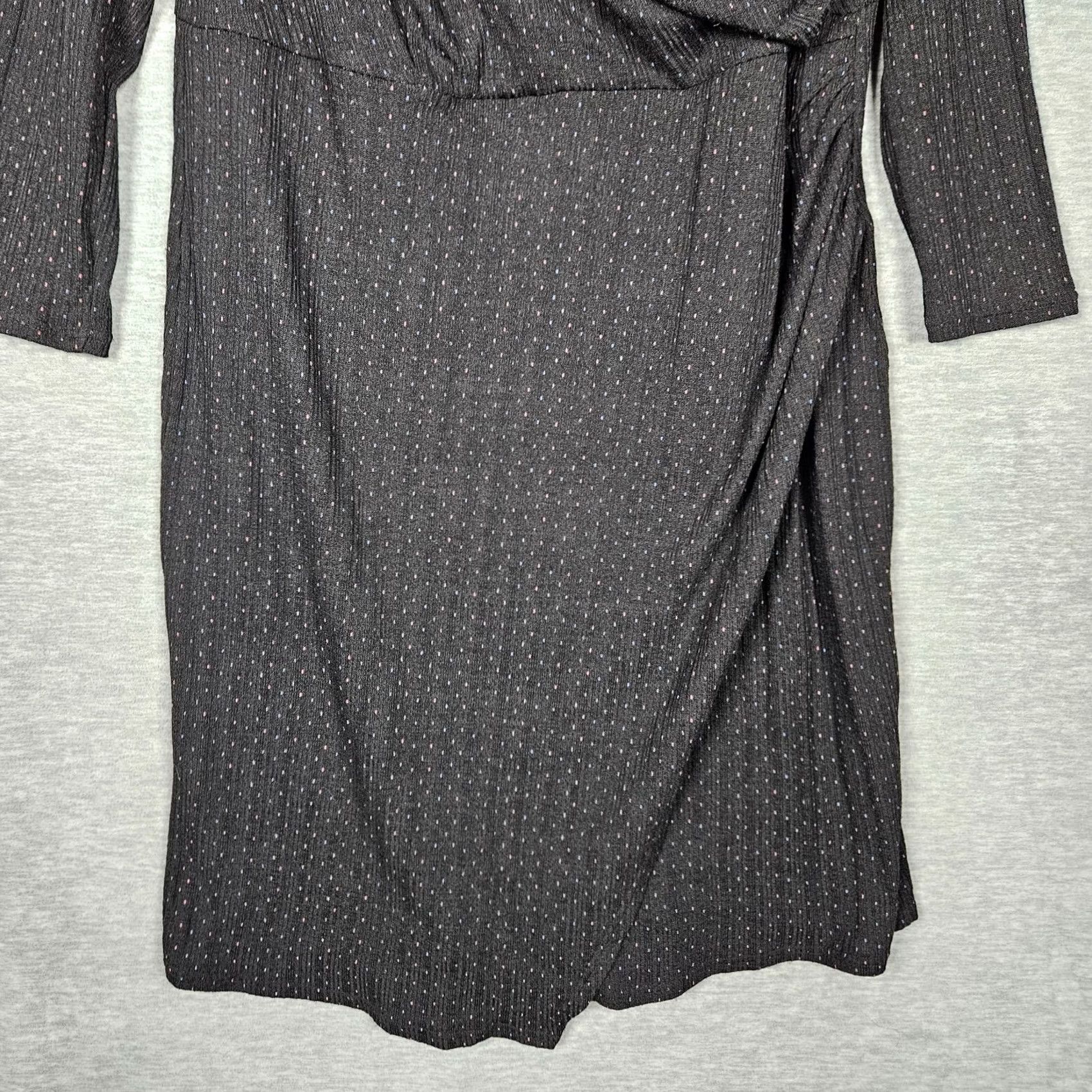 Vintage MODCLOTH Women's black Knit Wrapped Dress Long Sleeve V-Neck Midi 1X Knitted Casual Size XL / US 12-14 / IT 48-50 - 4 Thumbnail