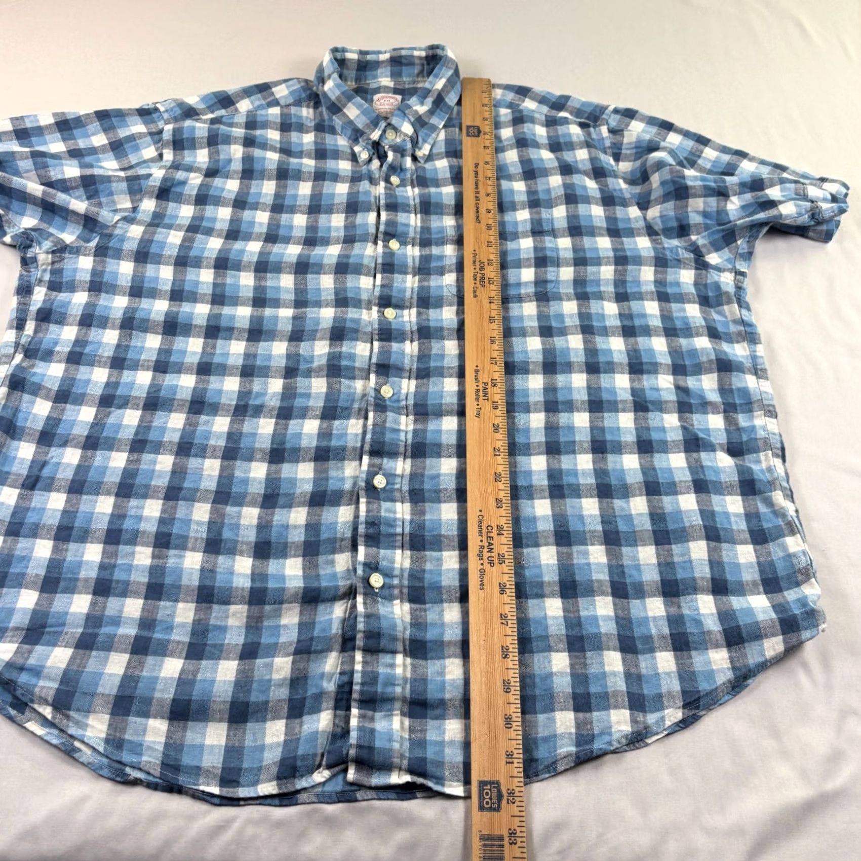 Brooks Brothers Brooks Brothers Linen Shirt Mens 2XL Blue Plaid Button-Up Short Sleeve Beach Shirt Size US XXL / EU 58 / 5 - 5 Thumbnail