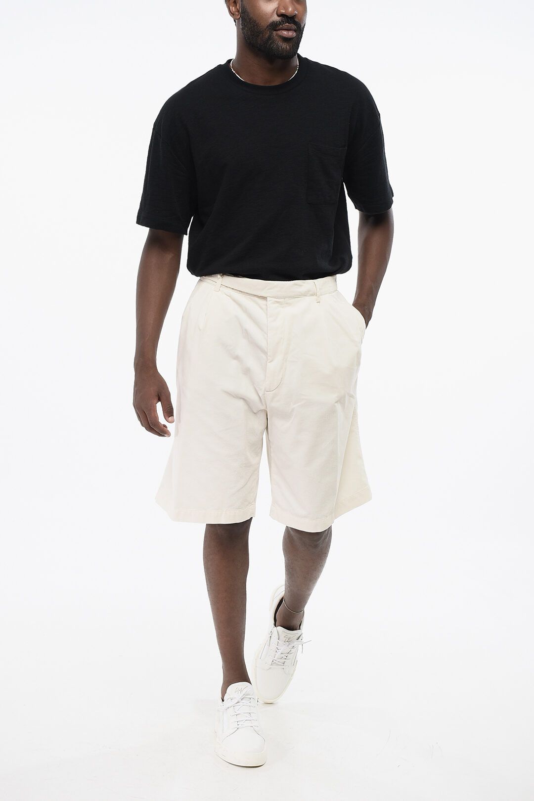 Brunello Cucinelli og1mm0825 Corduroy Chinos Short in White Size US 40 / EU 56 - 3 Thumbnail