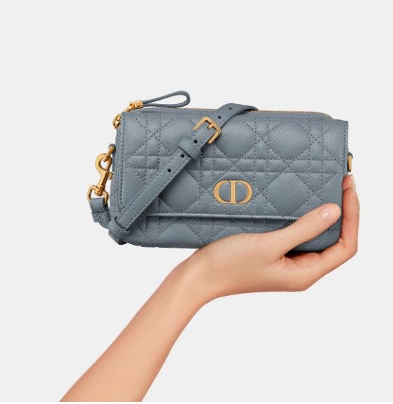 Dior o1w1db10924 Size: OS / Calfskin Caro Pouch in Slate Grey Size ONE SIZE - 8 Thumbnail