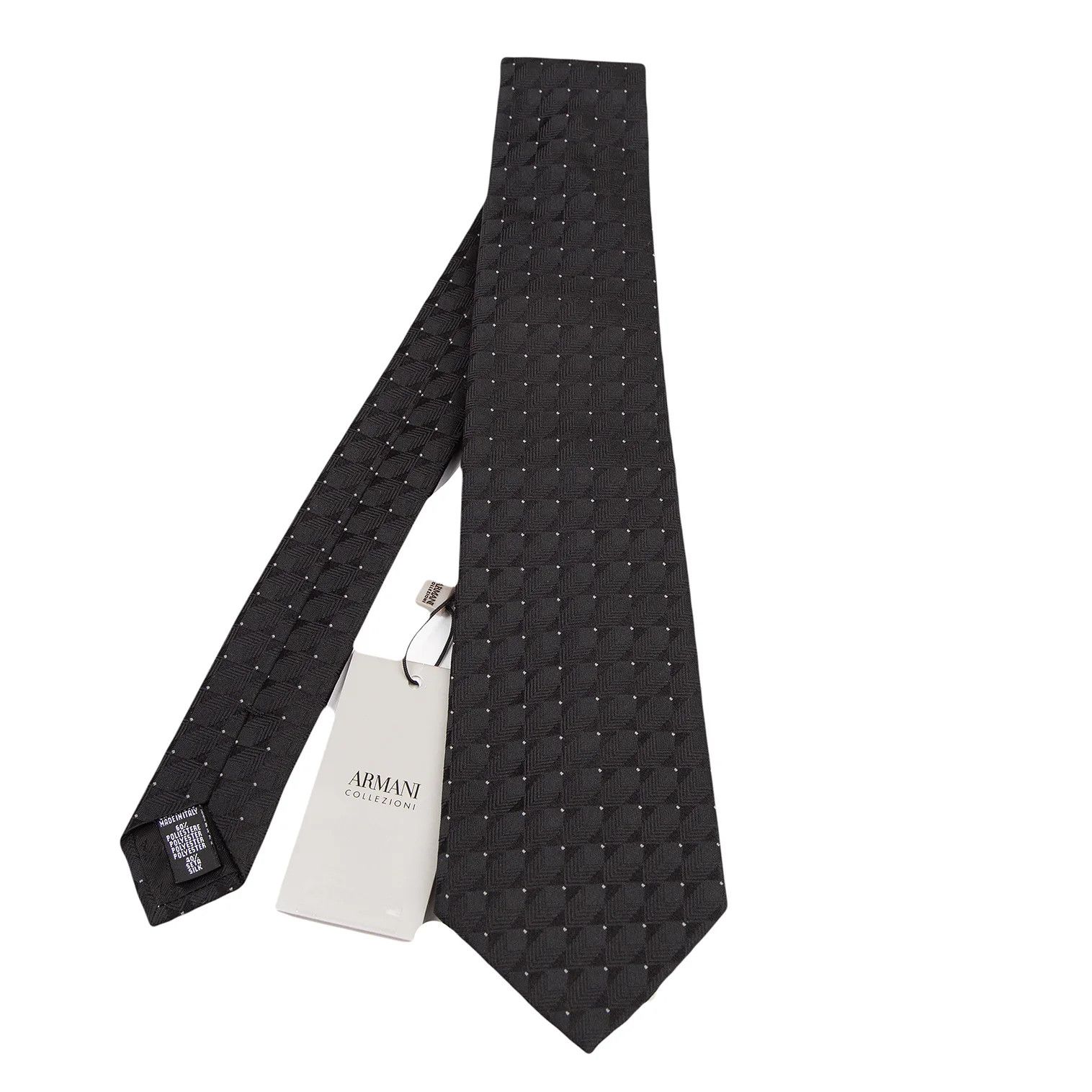 Armani Collezioni Geometric Silk Tie in Black Size ONE SIZE - 1 Thumbnail