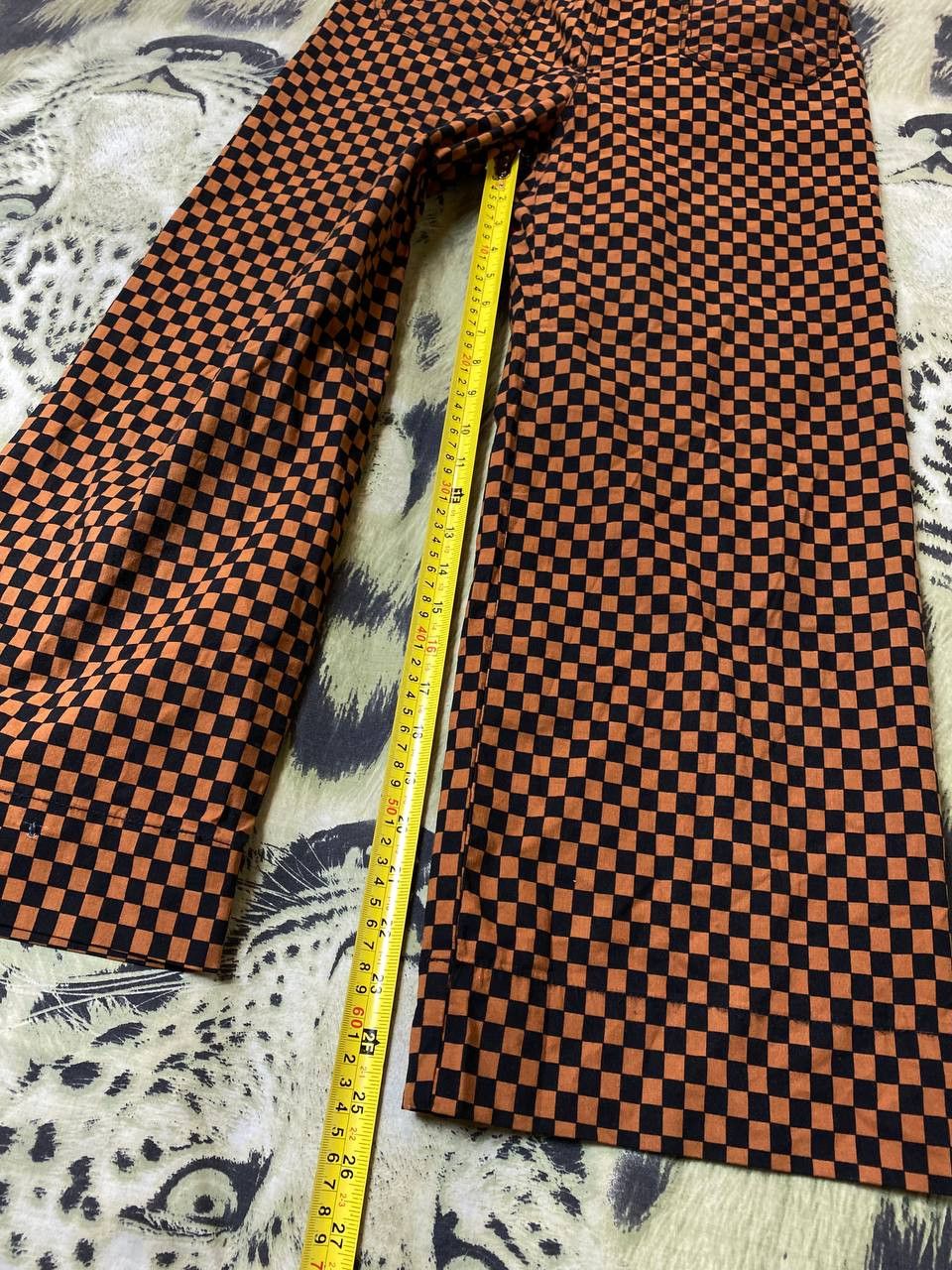 Japanese Brand Anthropologie Maeve Orange/Black Check Flared Baggy Pants Size US 26 / EU 42 - 14 Thumbnail
