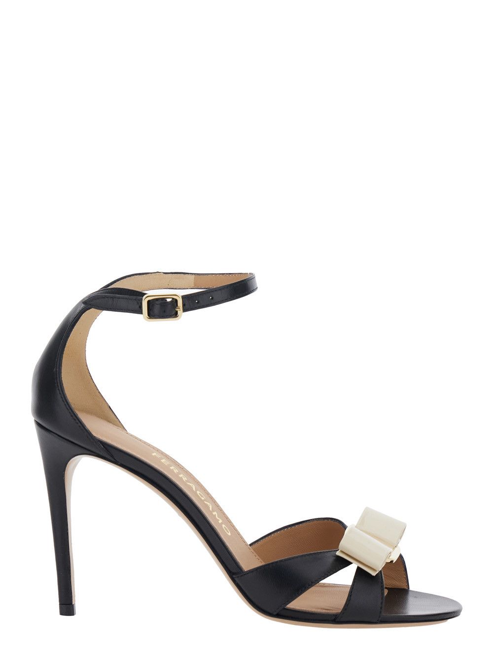 Salvatore Ferragamo 'Vara' Black Heel Sandal with Bow Detail on the Front in Leather Woman Size US 7.5 / IT 37.5 - 1 Thumbnail