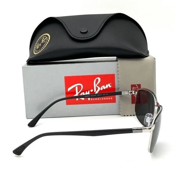 RayBan Ray Ban RB3671 9144B1 Black on Silver / Dark Gray 60mm Size ONE SIZE - 4 Thumbnail