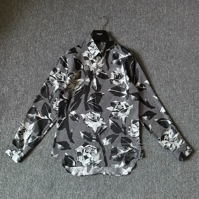 Dior Dior Size39 Black and white rose print shirt Size US XXS / EU 40 - 1 Thumbnail