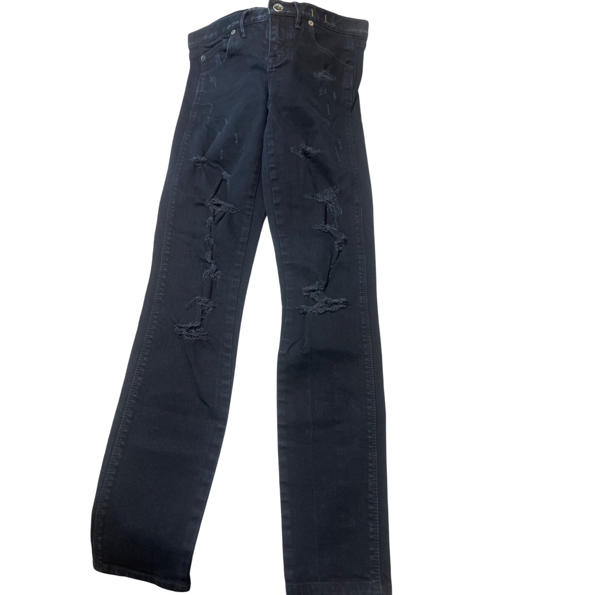Madewell Madewell Black Skinny Low Distressed Jeans Denim Holes Butto Size 25" / US 0 / IT 36 - 1 Thumbnail