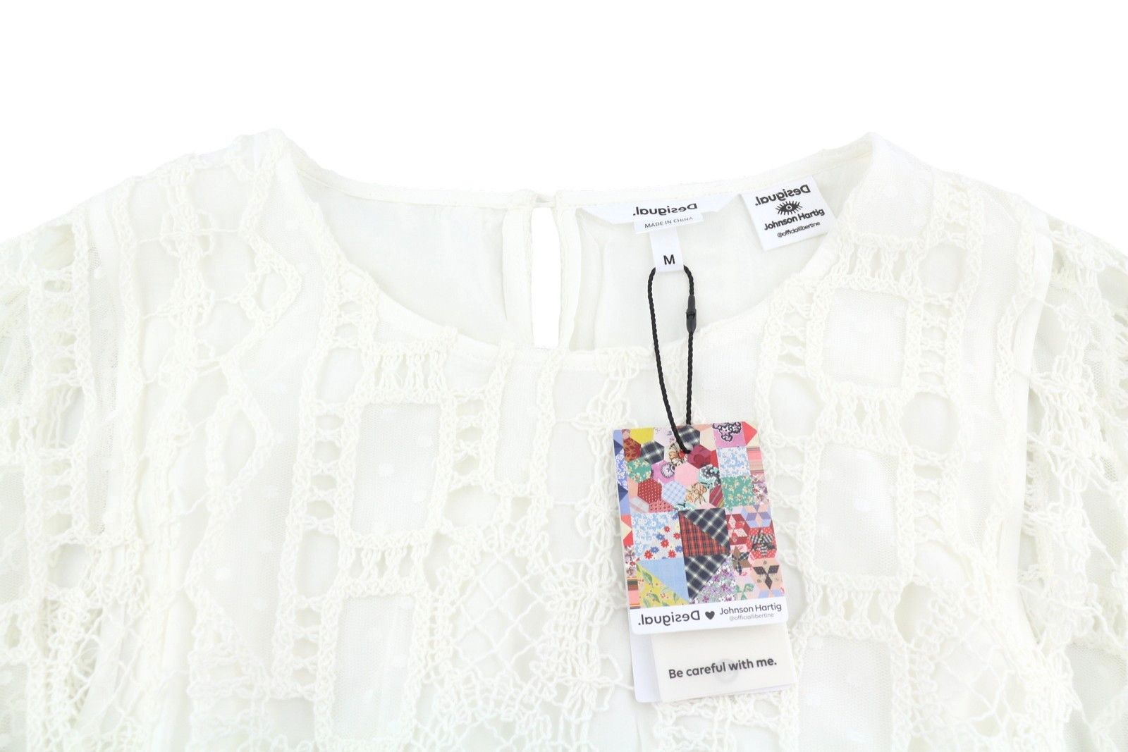 Desigual ASTER M White Embroidered Belted Dress 89016 Size M / US 6-8 / IT 42-44 - 5 Thumbnail