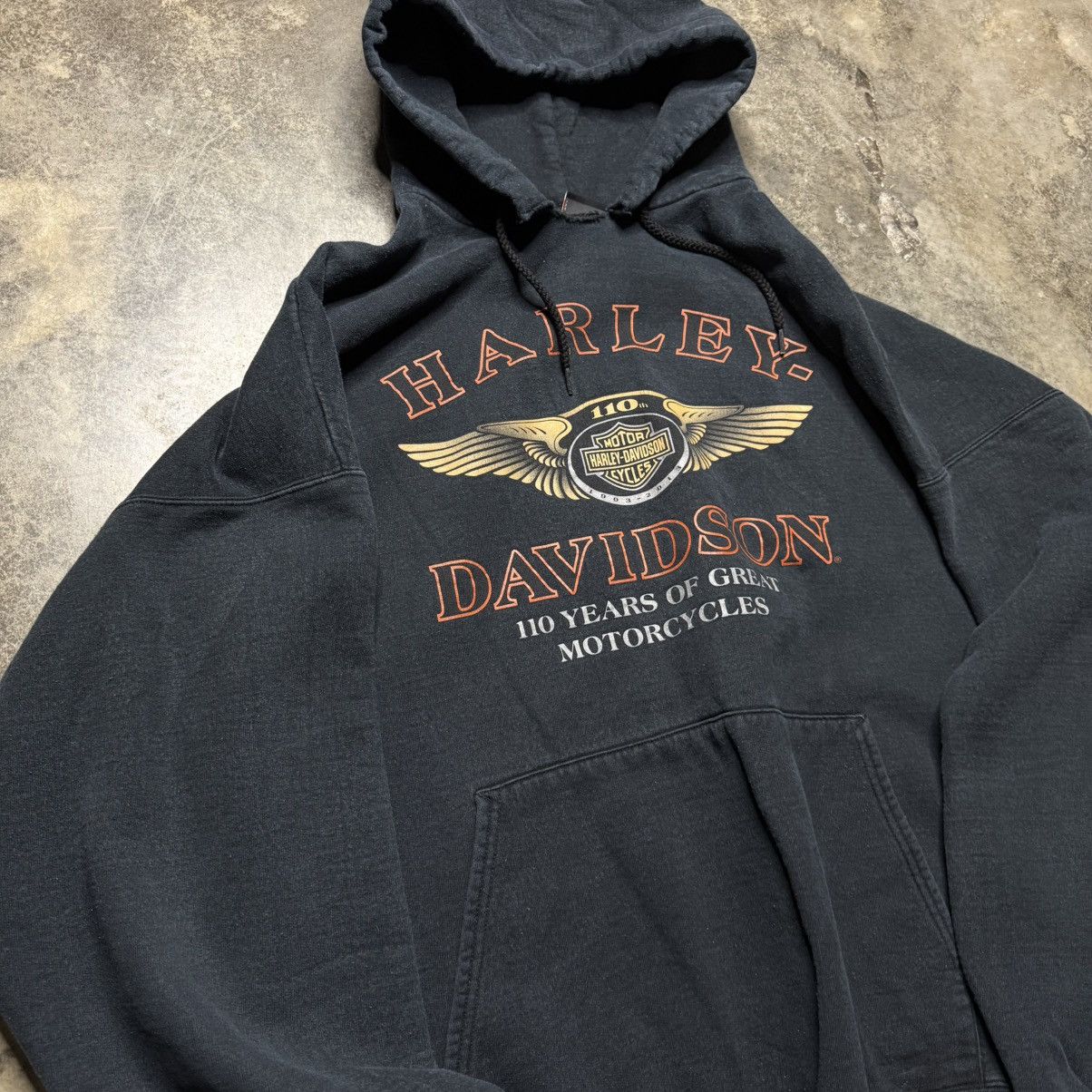 Harley Davidson vintage harley davdison baggy biker faded black hoodie Size US XXL / EU 58 / 5 - 3 Thumbnail