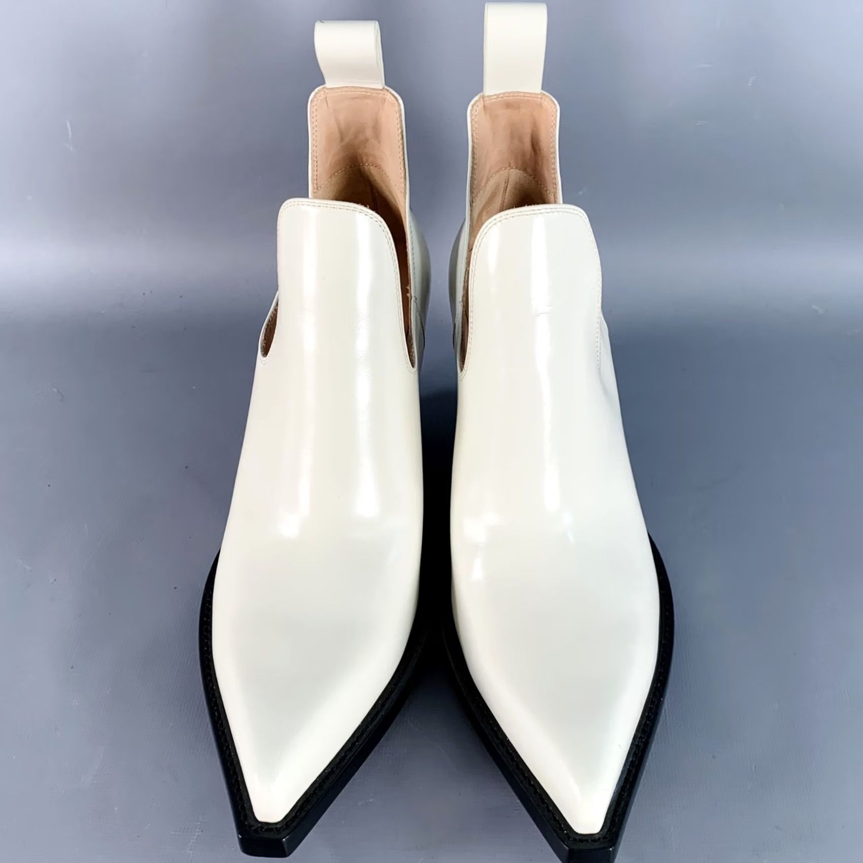 Bottega Veneta BOTTEGA VENETA Boots Ivory Black Leather Slip On Western Ankle Size 9 Women Size US 9 / IT 39 - 4 Thumbnail