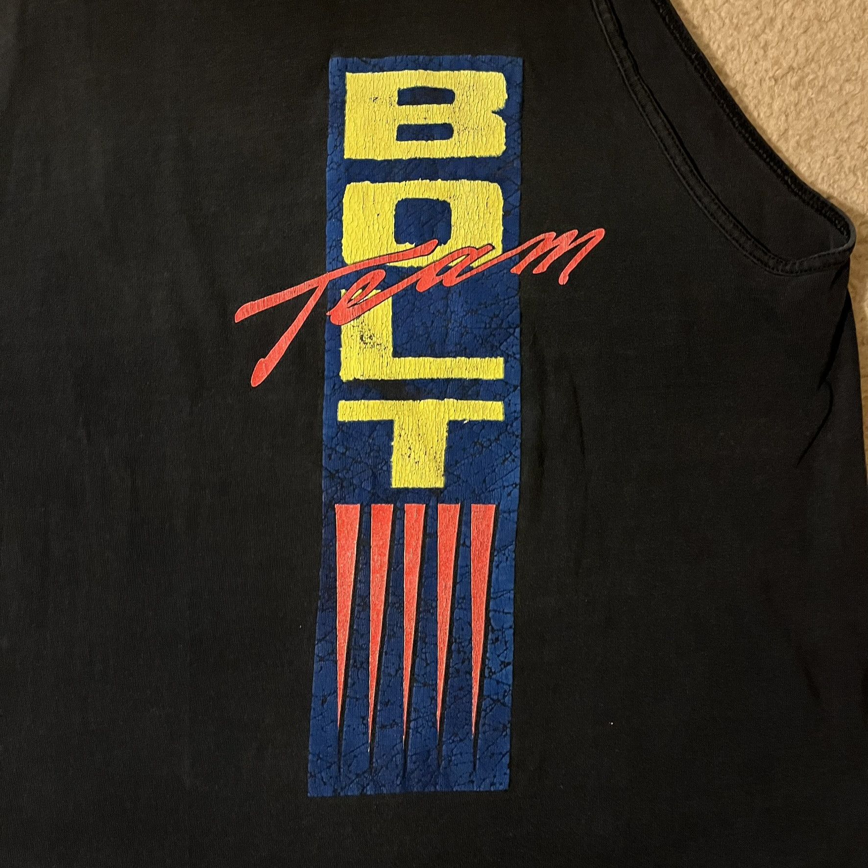 Vintage VTG Bolt Team Black Single Stitched Graphic Print Tank Top Size US XL / EU 56 / 4 - 3 Thumbnail