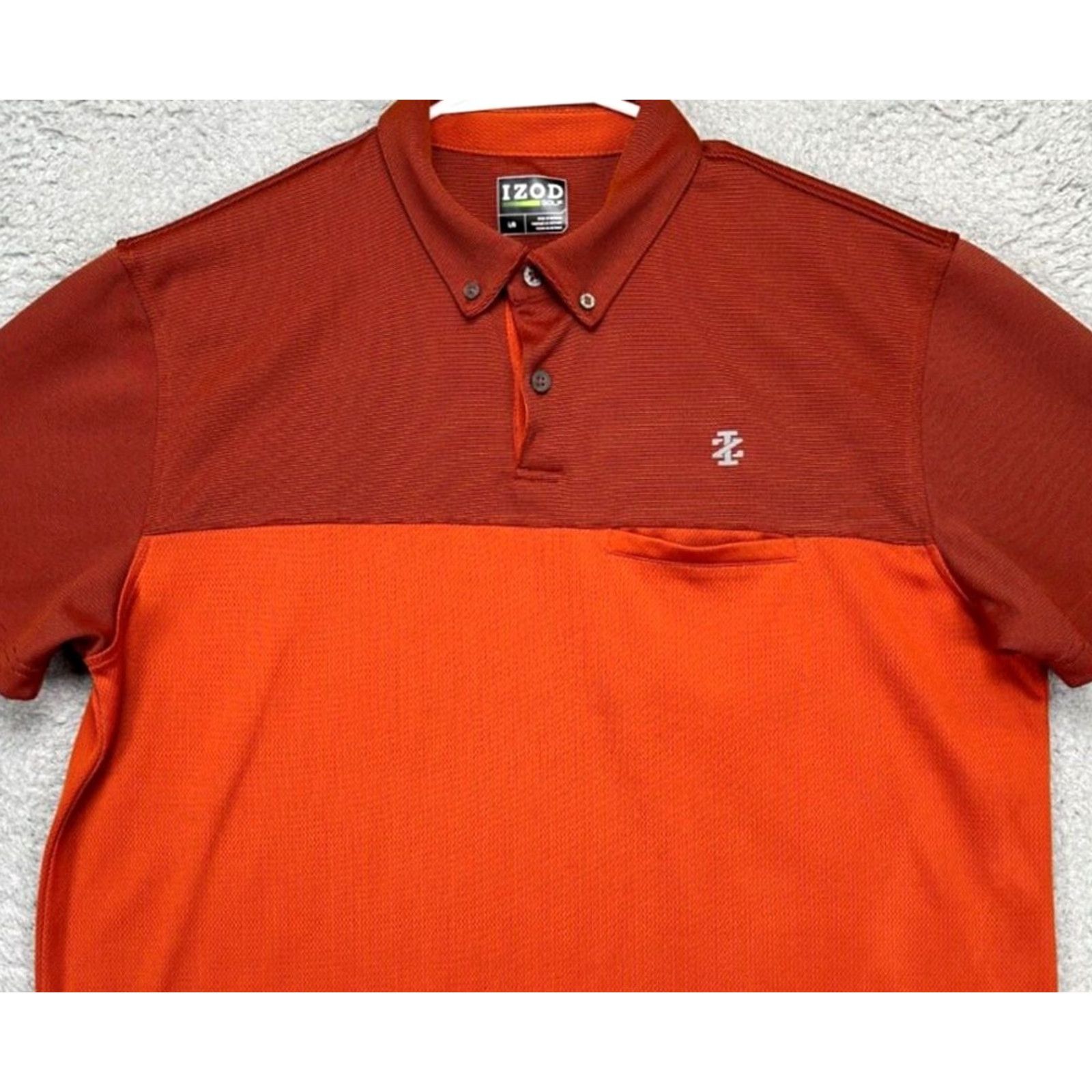 Izod IZOD Golf Polo Shirt Mens Large Colorblock Short Sleeve Orange/Red Polo Pocket Logo Rugby Facebook Size US L / EU 52-54 / 3 - 2 Thumbnail
