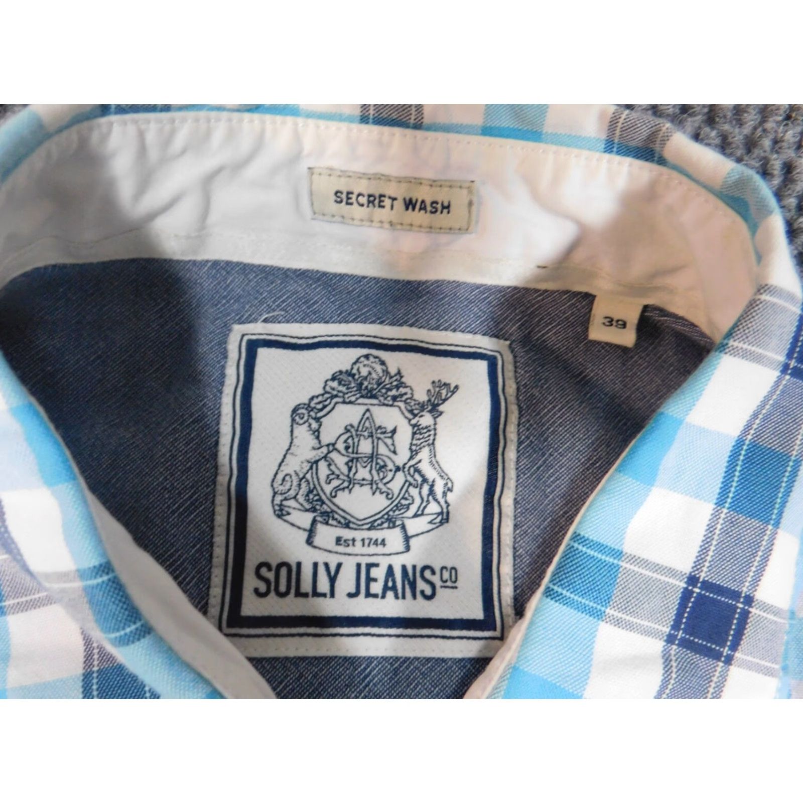 Vintage Solly Shirt Mens 39 Blue Plaid Button-Down Size US L / EU 52-54 / 3 - 6 Thumbnail