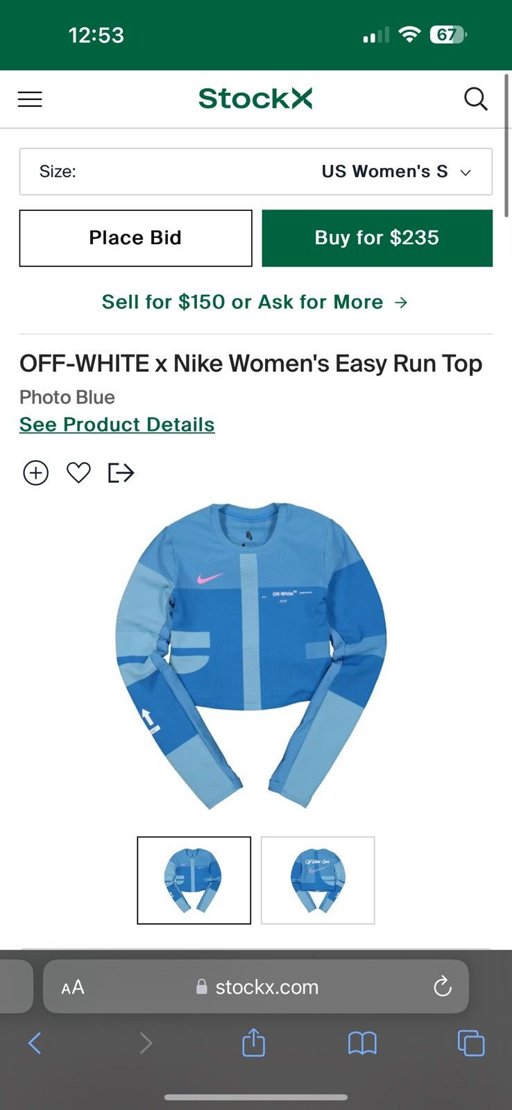 Off-white x 'women's easy run top photo blue sale