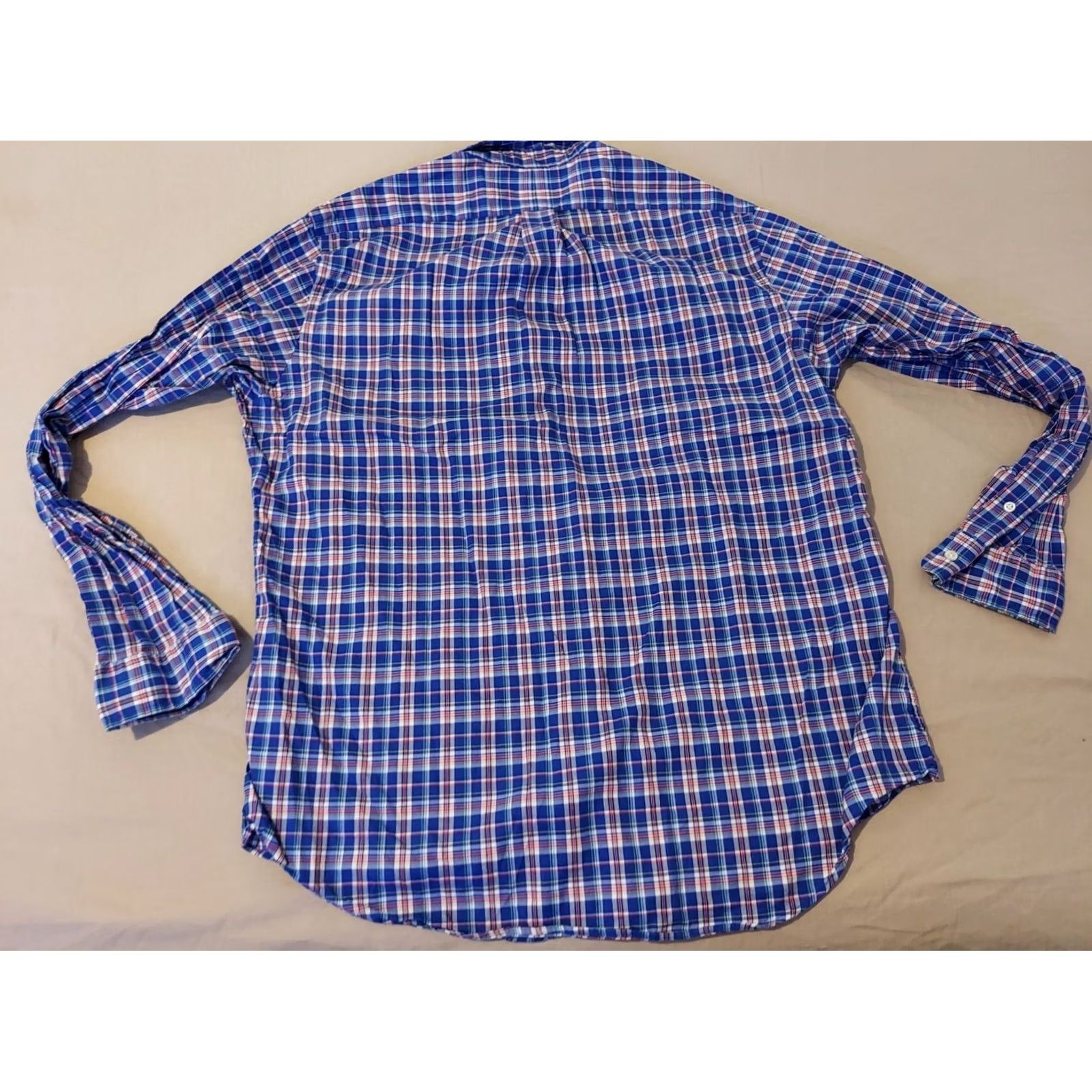 Polo Ralph Lauren Mens Polo Ralph Lauren Dress Shirt Large Blue Button Cotton Size 42R - 5 Thumbnail