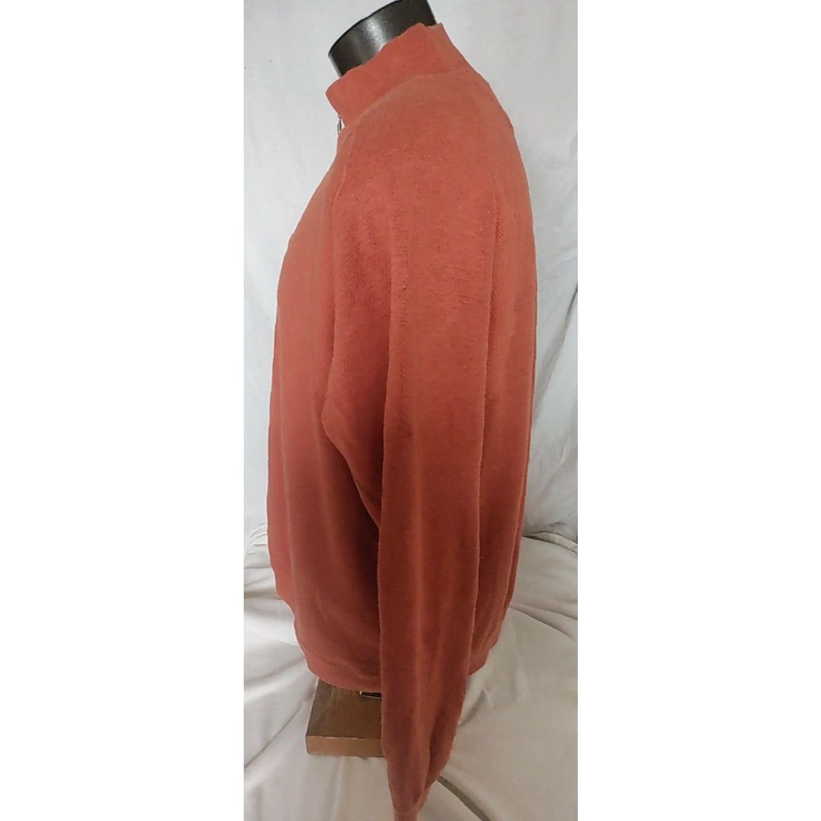 TOMMY BAHAMA Men's Orange & Brown Cotton Reversible 1/4 Zip Mock Neck Sweater L-XL