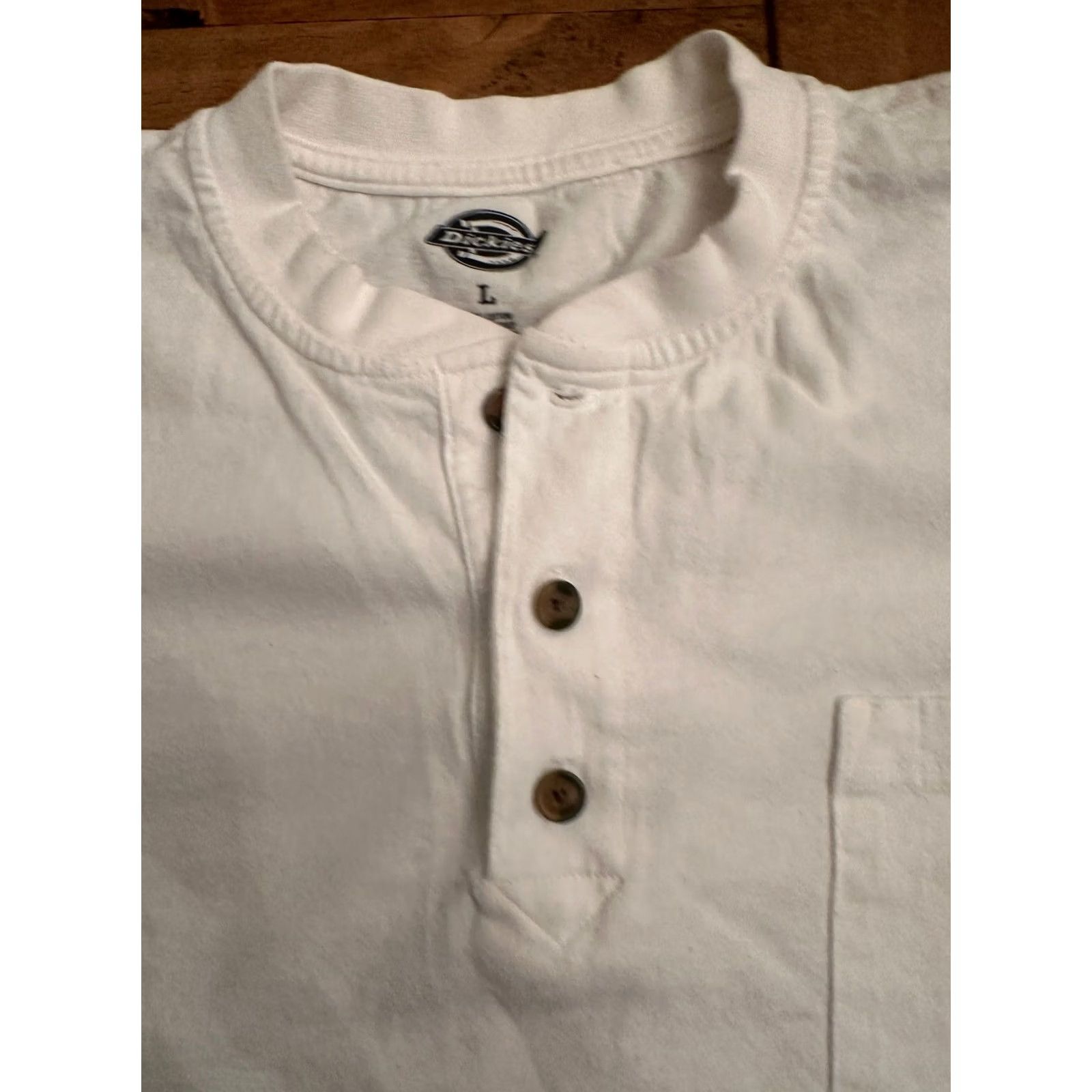 Dickies Dickies T-Shirt Short Sleeve 3 Button Pocket Workwear White Mens Large L Mens Shirt Size US L / EU 52-54 / 3 - 3 Thumbnail