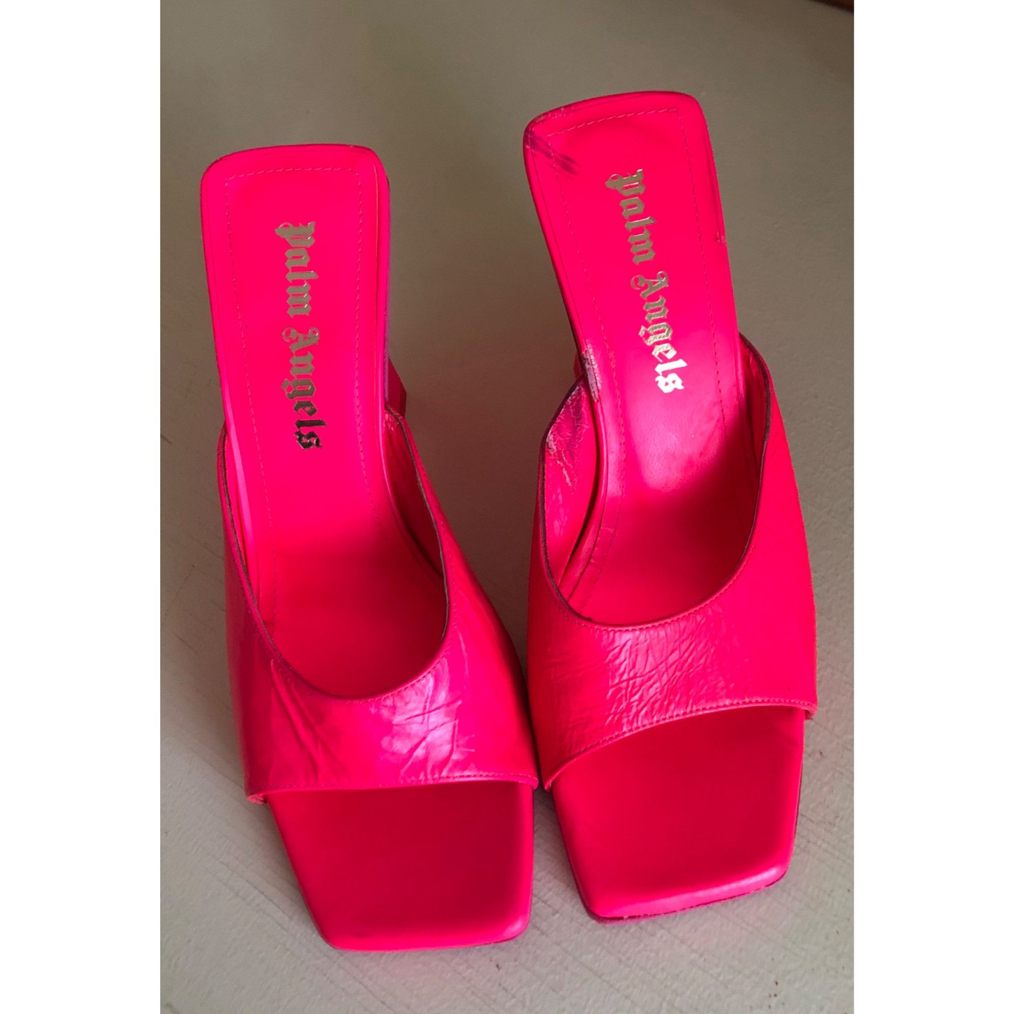 Palm Angels Women's Palm Angels Mule FUCHSIA Neon Pink Palm Tree Heel Si Size US 6.5 / IT 36.5 - 3 Thumbnail