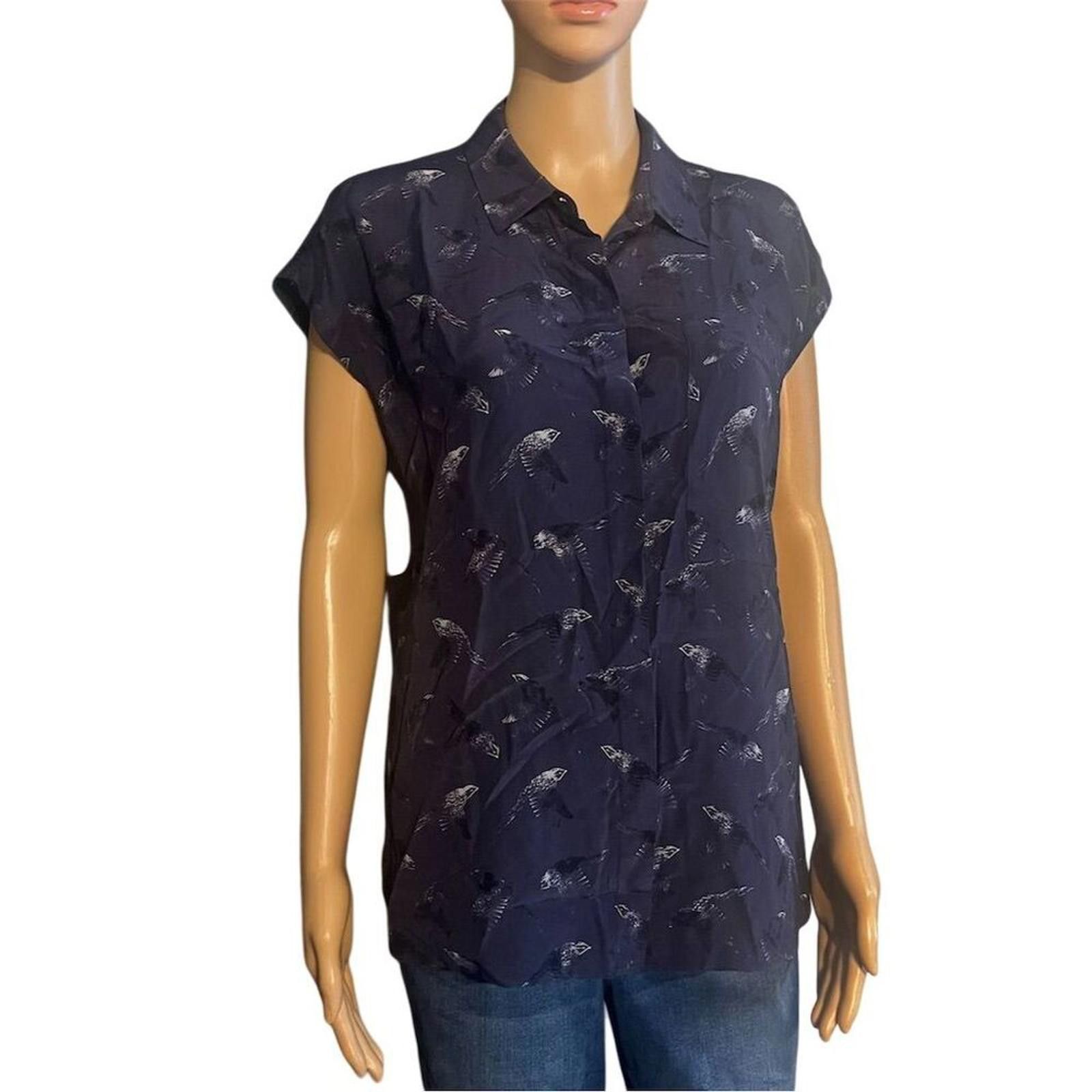 Other Rebecca Taylor Women's Blue Animal Print Blouse 4 - p2p 21 Size S / US 4 / IT 40 - 2 Thumbnail