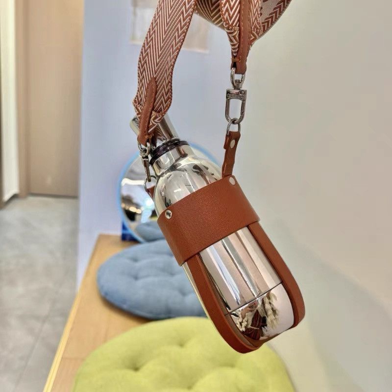 Other Designer Stainless Steel Flask with Leather Strap Size ONE SIZE - 3 Thumbnail