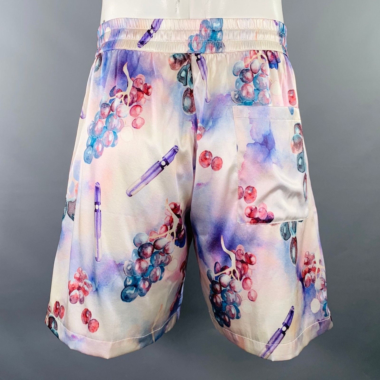 Nahmias Grape Swishers Purple Cream Watercolor Silk Shorts Size US 34 / EU 50 - 2 Thumbnail