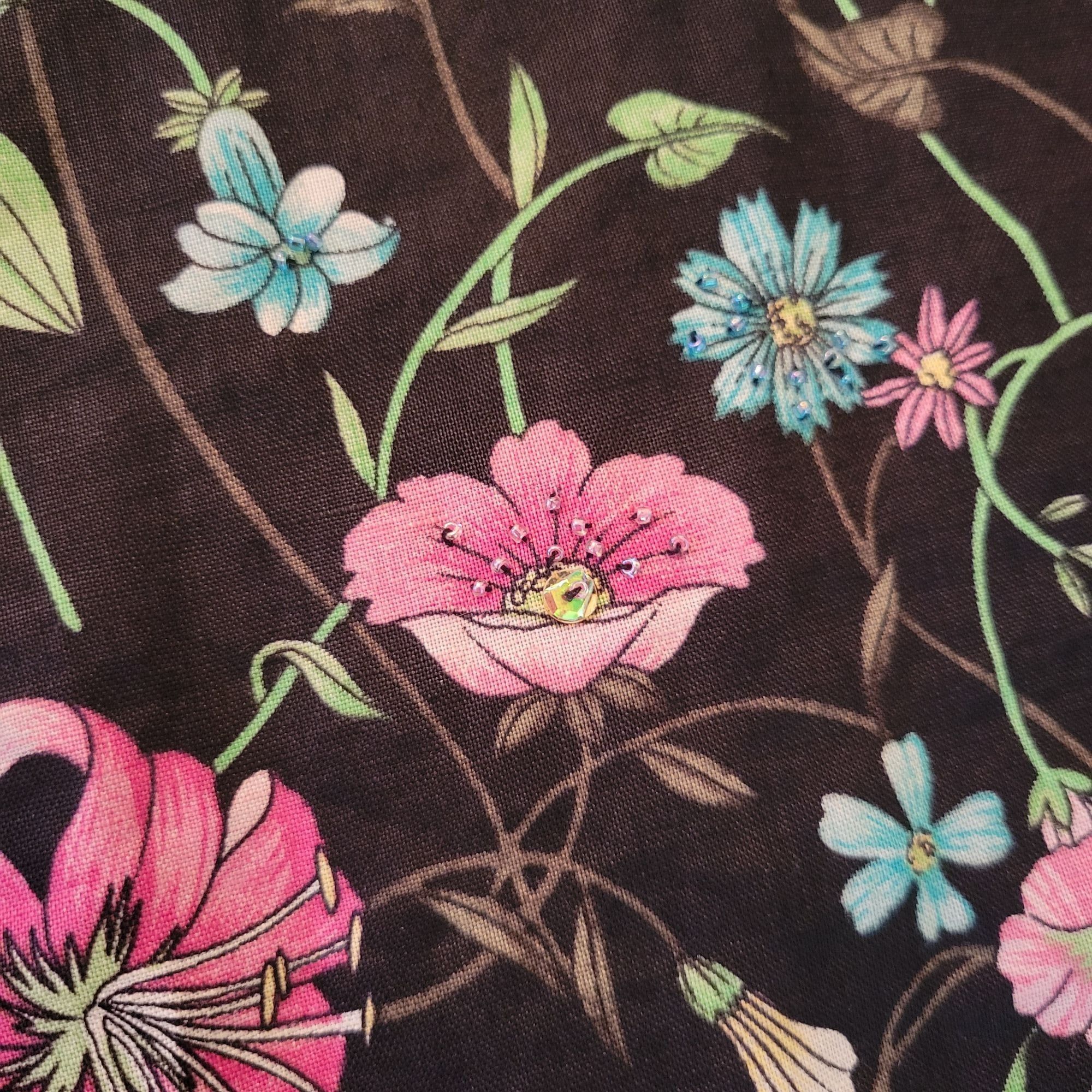 Other Silkland 4 Linen Floral Garden Sequins Beads Black A Line Mi Size 27" / US 4 / IT 40 - 2 Thumbnail