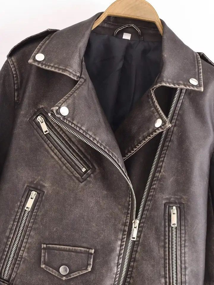 Designer × Vintage Spring Faux Leather Streetwear Vintage Women Zipper Jacket Size M / US 6-8 / IT 42-44 - 4 Thumbnail