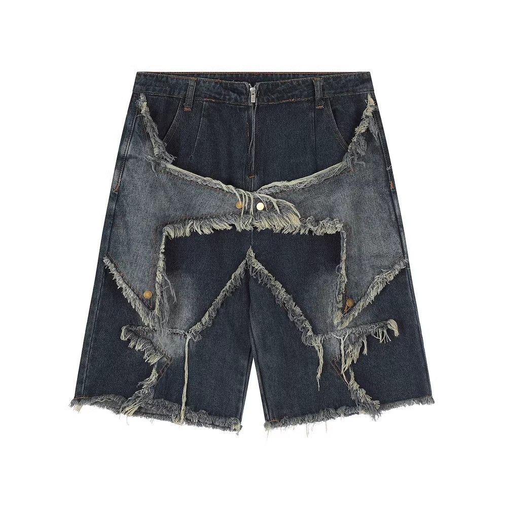 Japanese Brand × Jean Star patch embroidered men's summer straight denim shorts Size US 32 / EU 48 - 1 Thumbnail