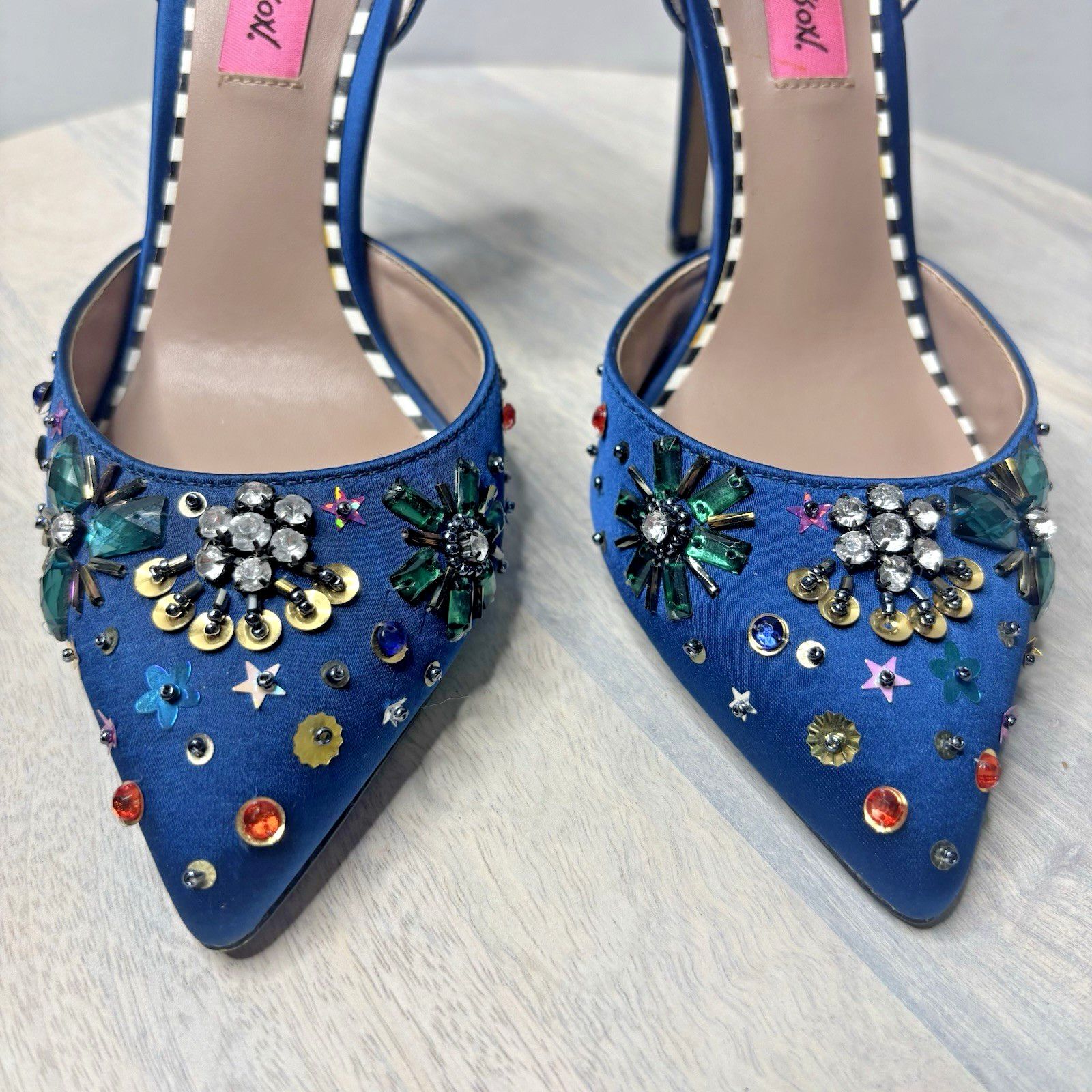 Betsey Johnson Betsey Johnson Mayson Heels Sz 6 Blue Satin Jeweled Pumps Size US 6 / IT 36 - 3 Thumbnail