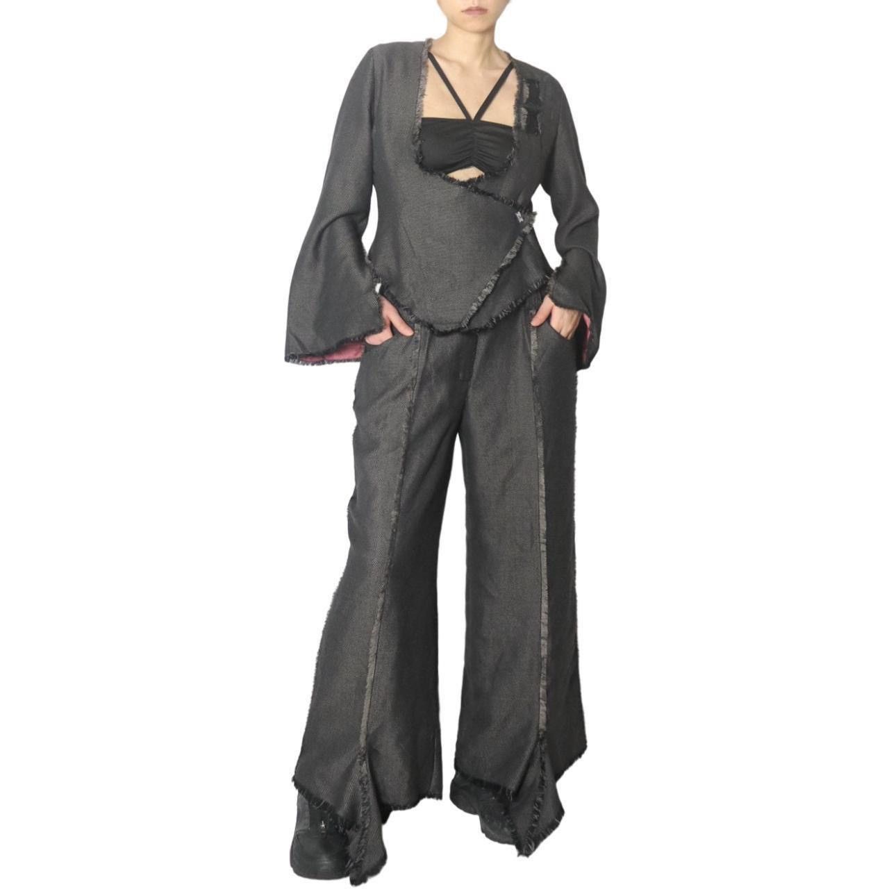 Designer × Vintage 00s NWT Biche De Bere raw distress edge handkerchief pants Size 33" - 3 Thumbnail