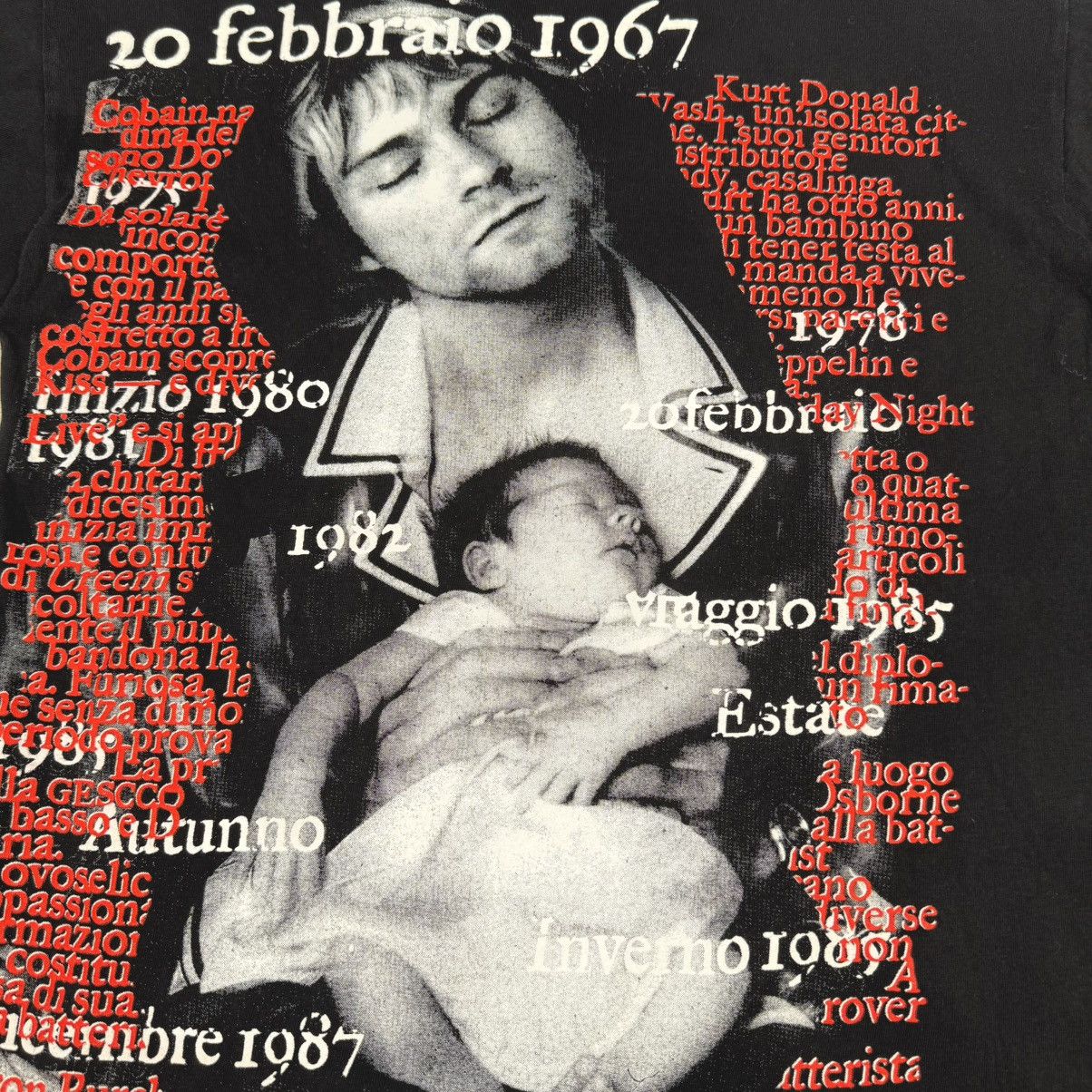 Band Tees Vintage 1998 Nirvana All Over Kurt Frances Italian T Shirt Size US L / EU 52-54 / 3 - 7 Thumbnail