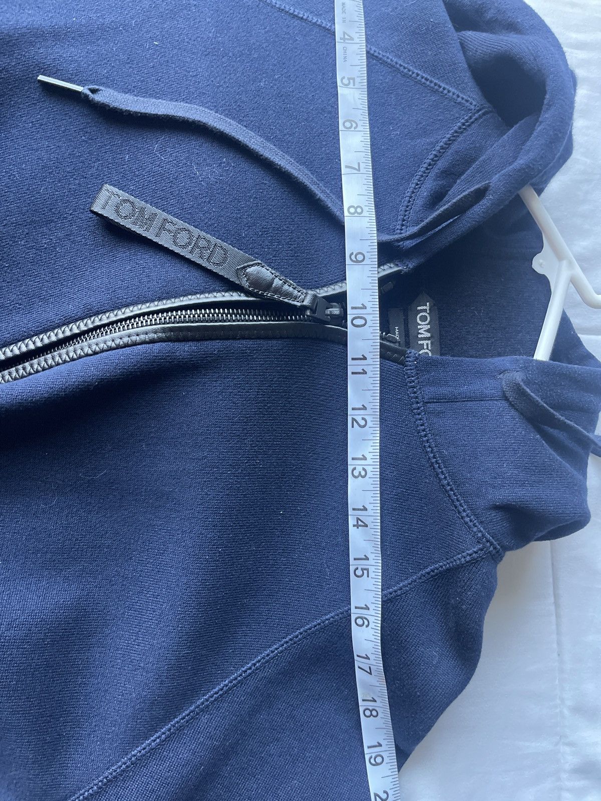 Tom Ford TOM FORD Leather Trimmed Cashmere Cotton Blend Zip Up Hoodie Size US M / EU 48-50 / 2 - 9 Thumbnail