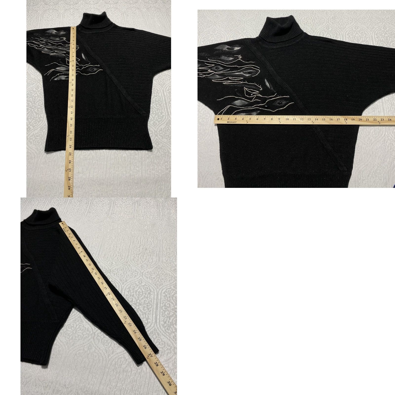 Vintage VINTAGE Richard Martin Sweater Womens Medium Black Turtleneck Silk Angora 90s Size M / US 6-8 / IT 42-44 - 8 Thumbnail