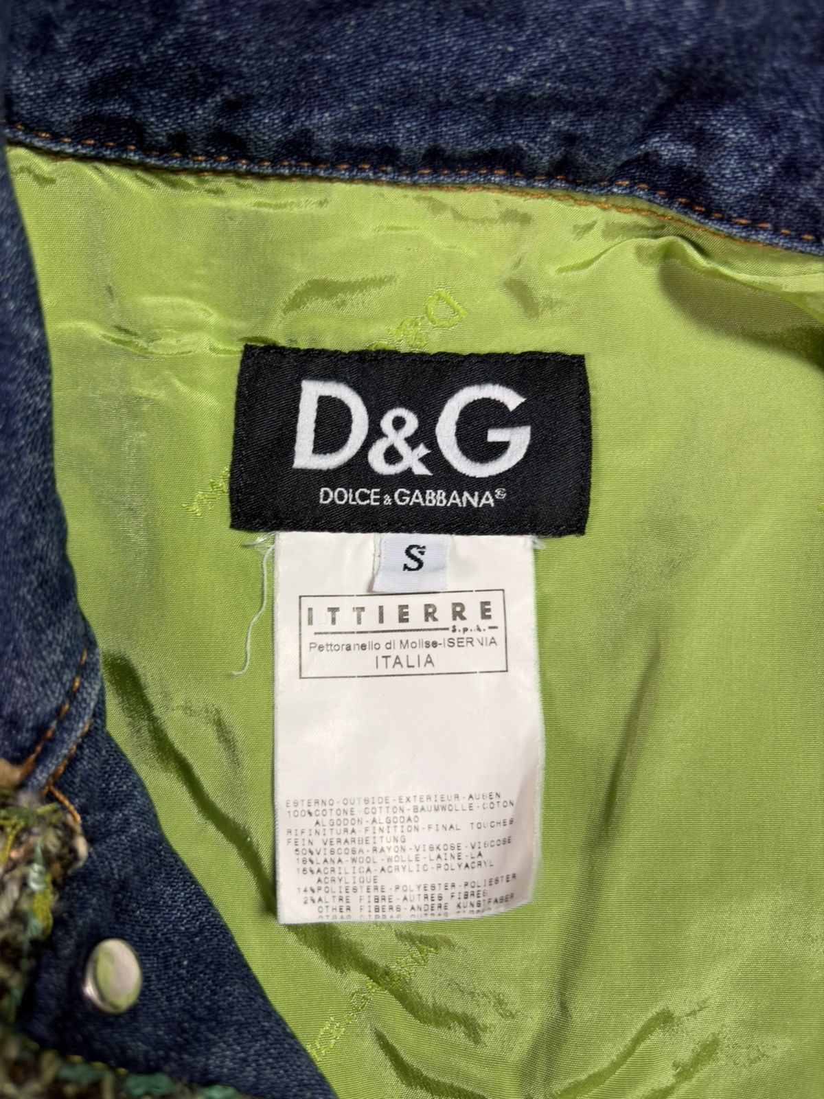 Dolce & Gabbana 00s D&G Dolce & Gabbana Tweed Trim Short Denim Jacket S Size S / US 4 / IT 40 - 9 Thumbnail