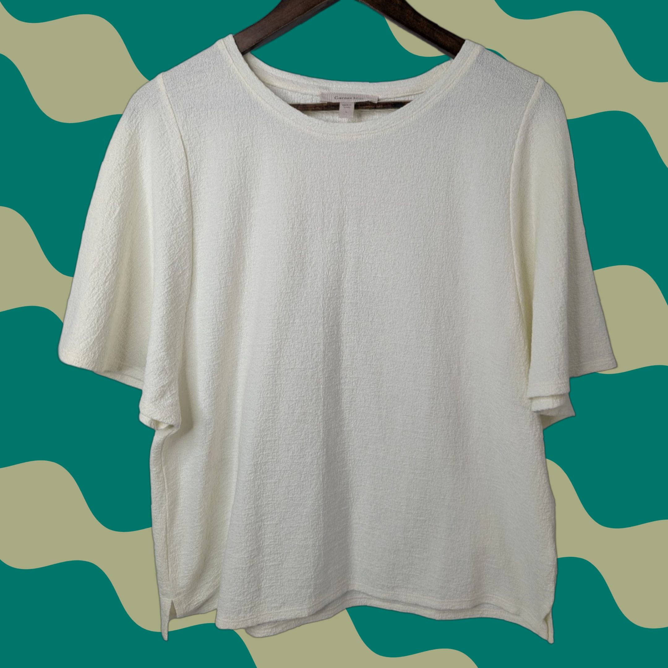 Vintage Garnet Hill Ivory Womens Blouse Shirt L Top Size Large Flutter Short Sleeve Cotton Size L / US 10 / IT 46 - 1 Thumbnail