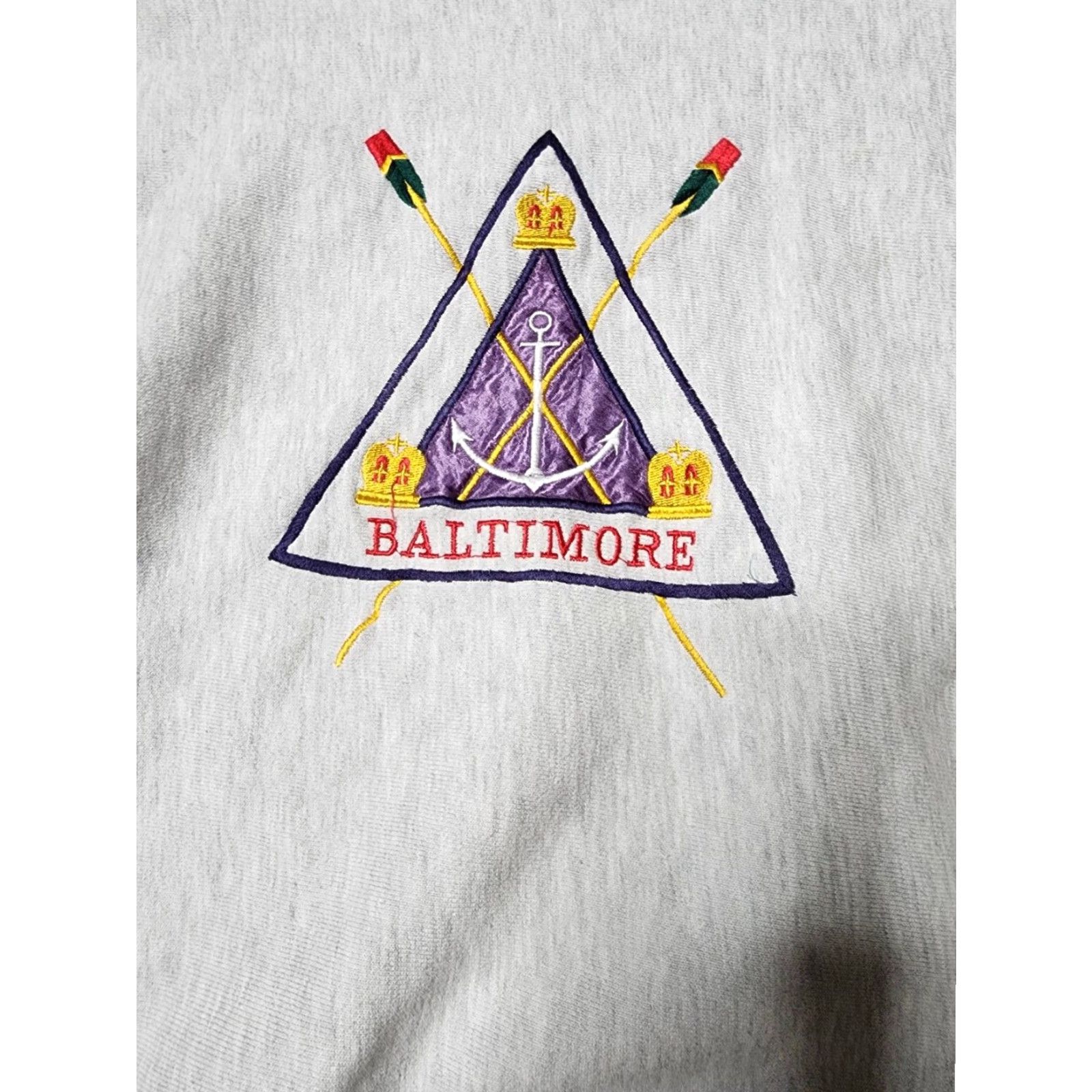 Vintage VINTAGE Caliway Mens L Gray Baltimore University Embroidered Pullover Crewneck Sweatshirt Size US L / EU 52-54 / 3 - 4 Thumbnail