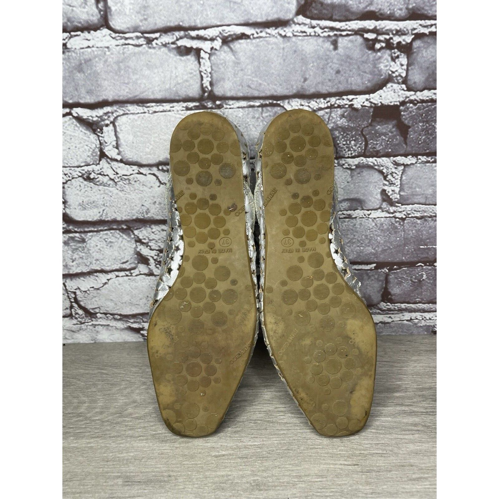 Jimmy Choo Jimmy Choo Metallic Silver Leather Cut Out Loafer Flats Wome Size US 7 / IT 37 - 23 Thumbnail