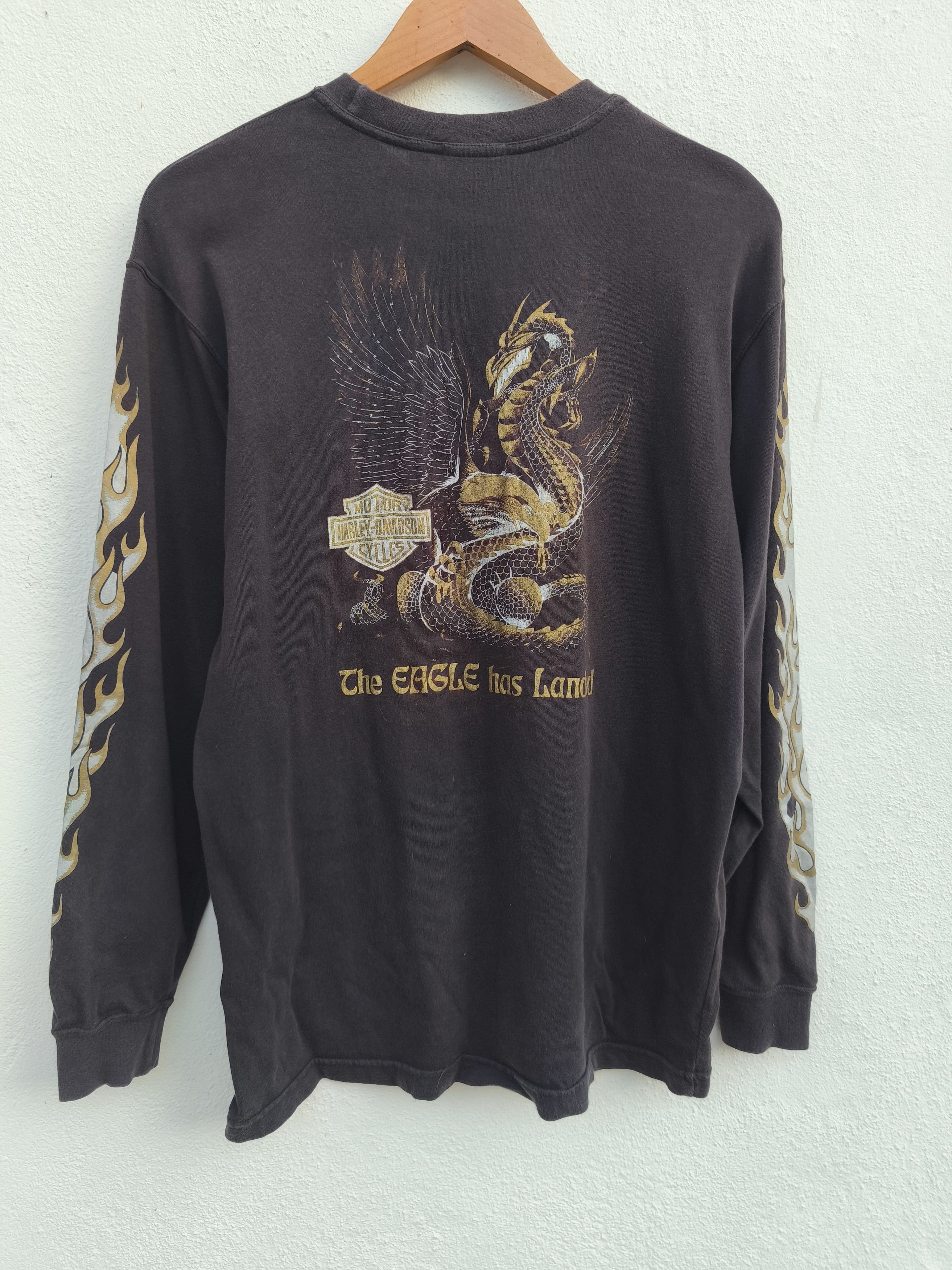 Harley Davidson Vintage 90s Vintage Harley Davidson t shirt Eagles Dragon Size US M / EU 48-50 / 2 - 1 Thumbnail