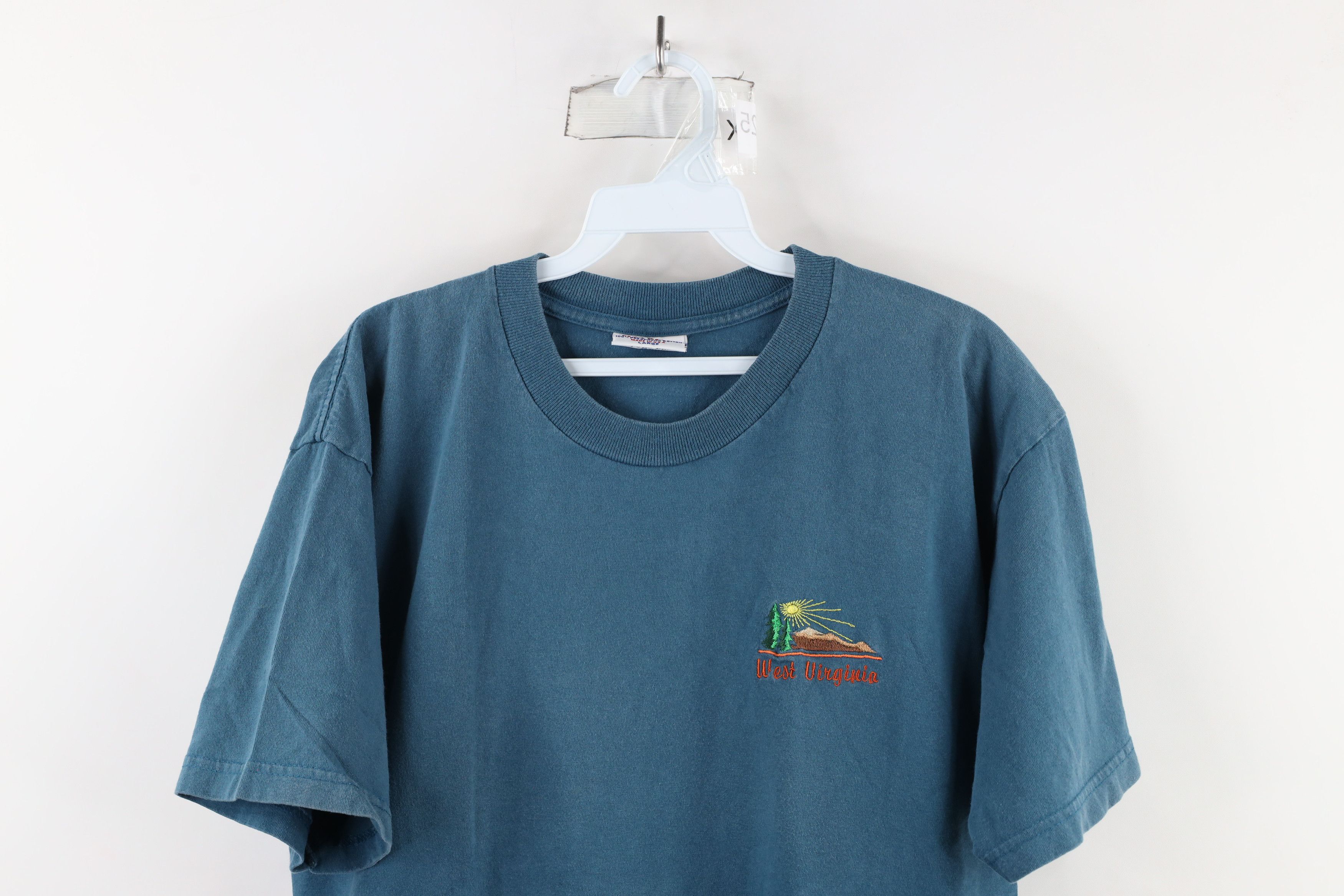 Vintage Vintage 90s Streetwear Out West Virginia T-Shirt Blue USA Size US L / EU 52-54 / 3 - 2 Thumbnail