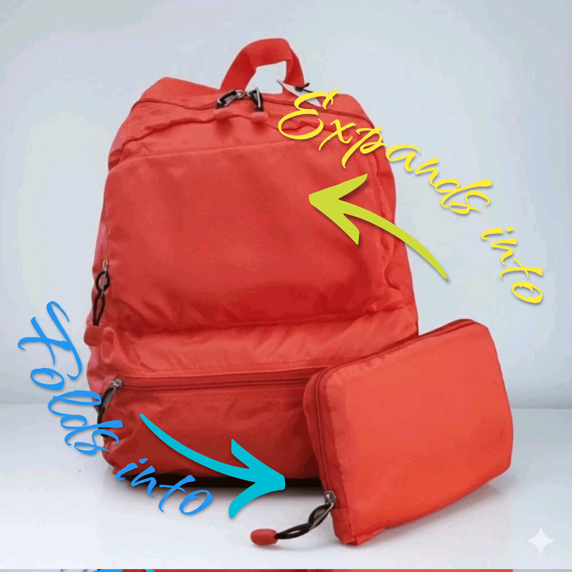 Other Convertible Backpack Red Folds Pouch Zipper Pocket Rip Stop Size ONE SIZE - 2 Thumbnail