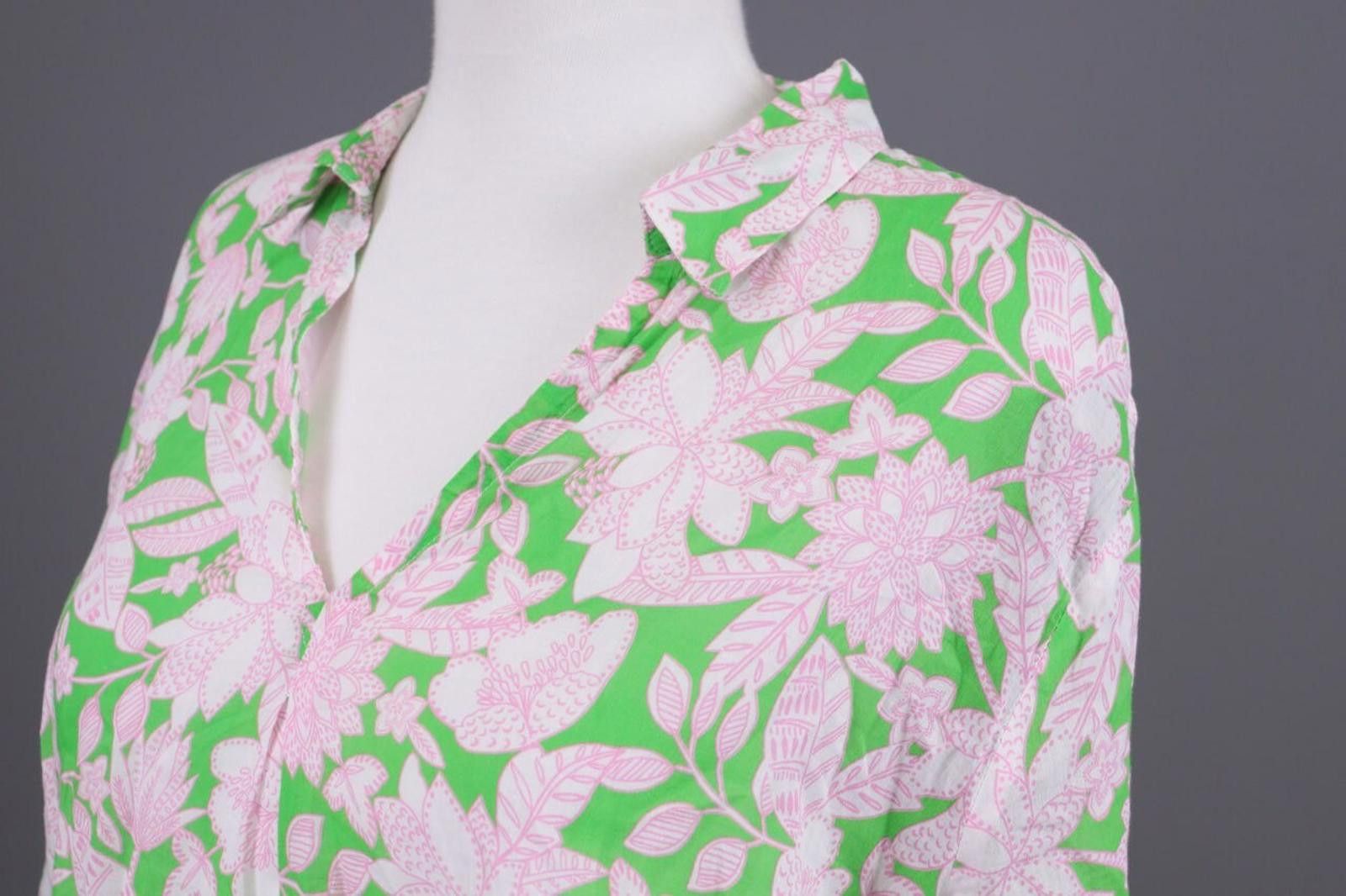 Designer Emily Van Den Bergh Green Floral V-Neck Blouse Shirt Size 42 Size M / US 6-8 / IT 42-44 - 7 Thumbnail