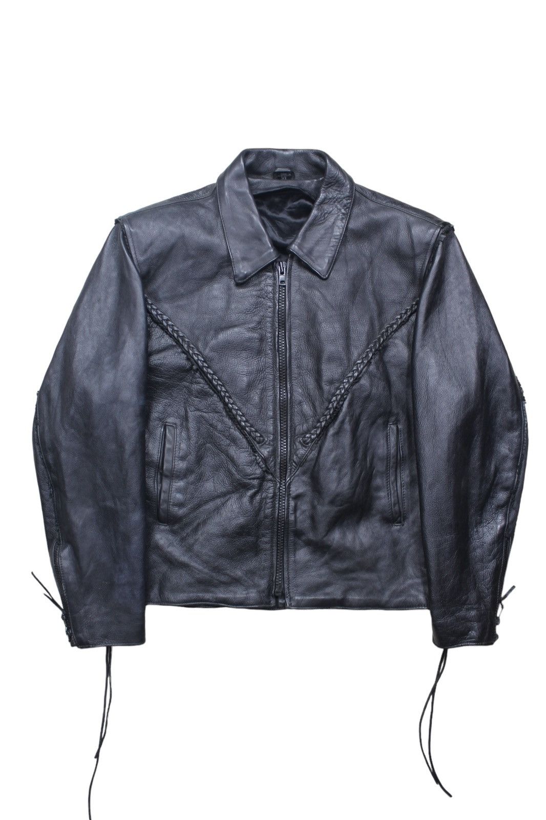 image of Indian Motercycles x Leather Jacket Vintage 1990S Motorcycles Leather Jacket in Black (Size XL)