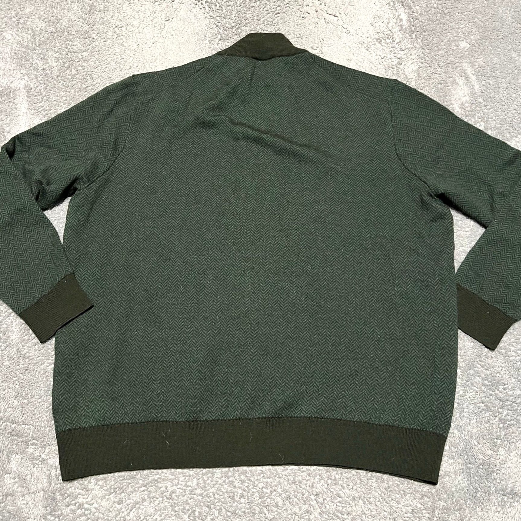 UNTUCKit UNTUCKit Sweater Mens 2XL Herringbone Green 1/4 Zip 100% Merino Wool Size US XXL / EU 58 / 5 - 3 Thumbnail