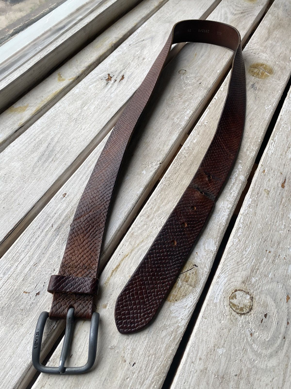 Levi's × Levi's Vintage Clothing × Vintage Cowboy 90s Levi’s Leather Black Belt Made In Italy Size ONE SIZE - 2 Thumbnail
