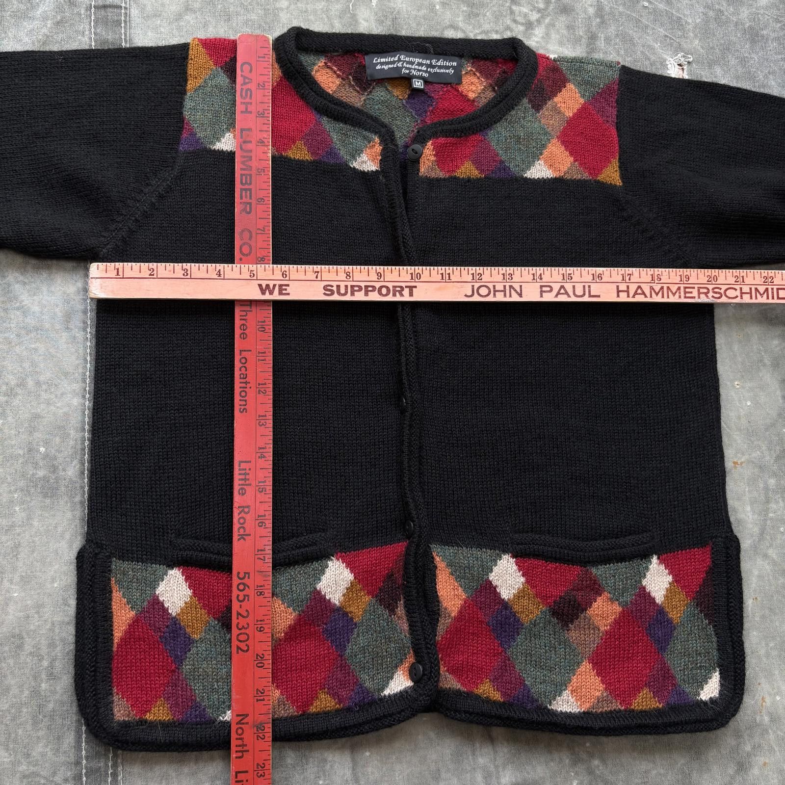 Vintage Vintage 90s Y2K Hand Knit Alpaca Argyle Sweater Cardigan Size M / US 6-8 / IT 42-44 - 3 Thumbnail