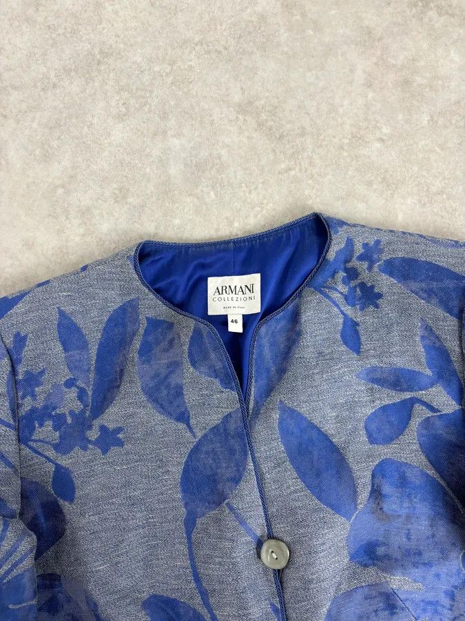 Armani Collezioni SS2011 Armani Collezioni Grey & Blue Floral Blazer Jacket Size M / US 6-8 / IT 42-44 - 4 Thumbnail