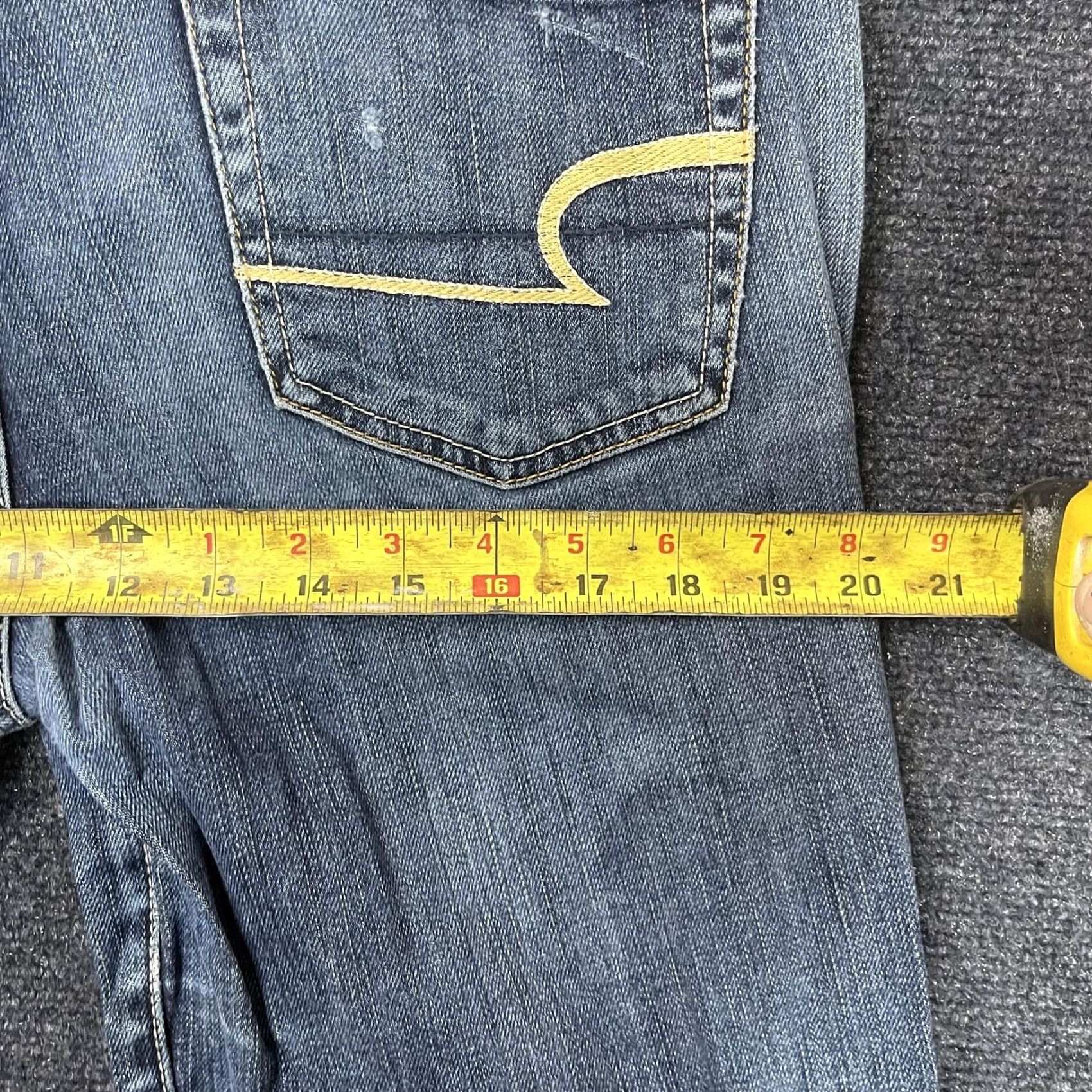 American Eagle Outfitters VINTAGE American Eagle Slim Boot Jeans Womens 12 Blue Med Wash Stretch Distressed Size 34" / US 12 / IT 48 - 7 Thumbnail