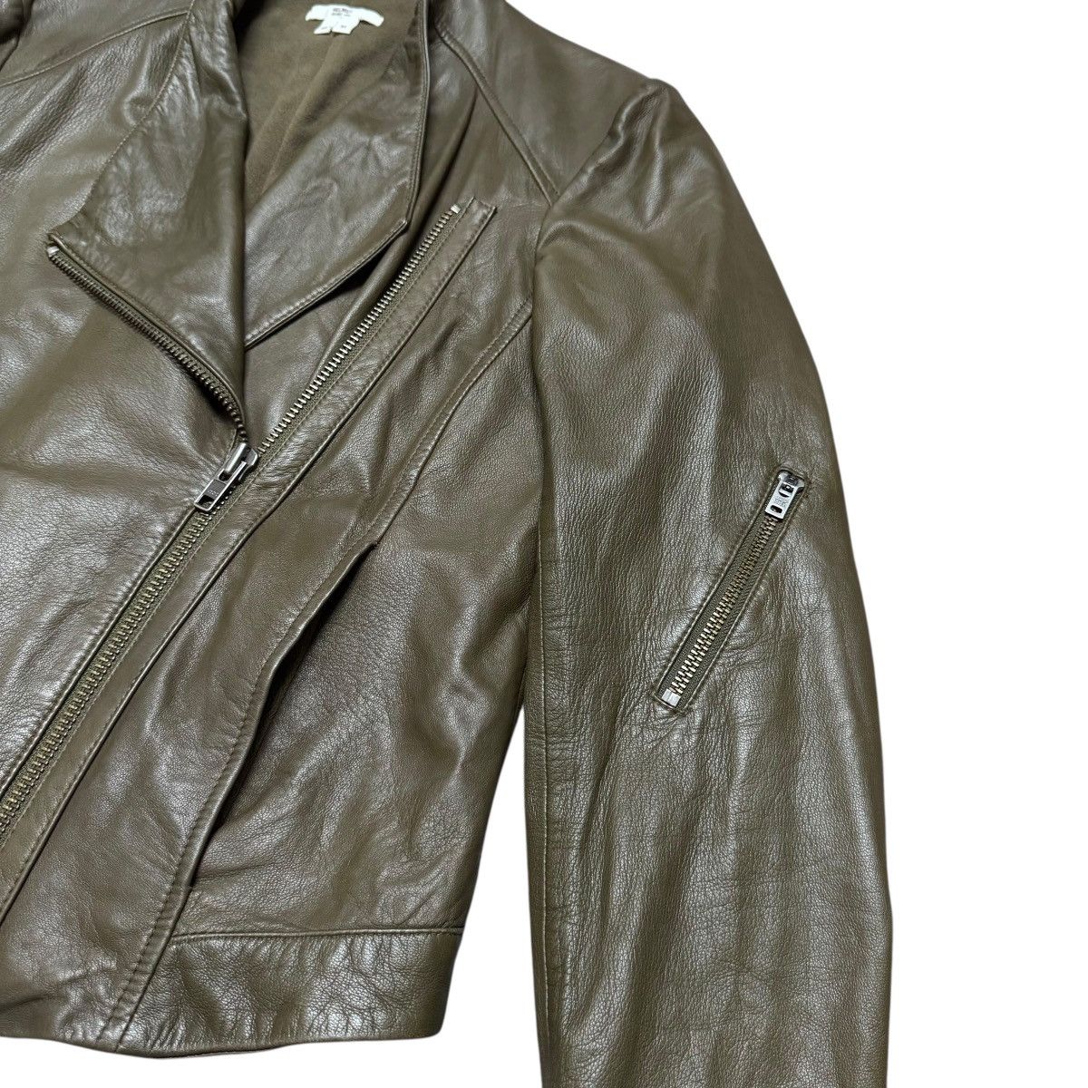 Helmut Lang Helmut Lang Leather Biker Jacket Green Washed Size M / US 6-8 / IT 42-44 - 5 Thumbnail