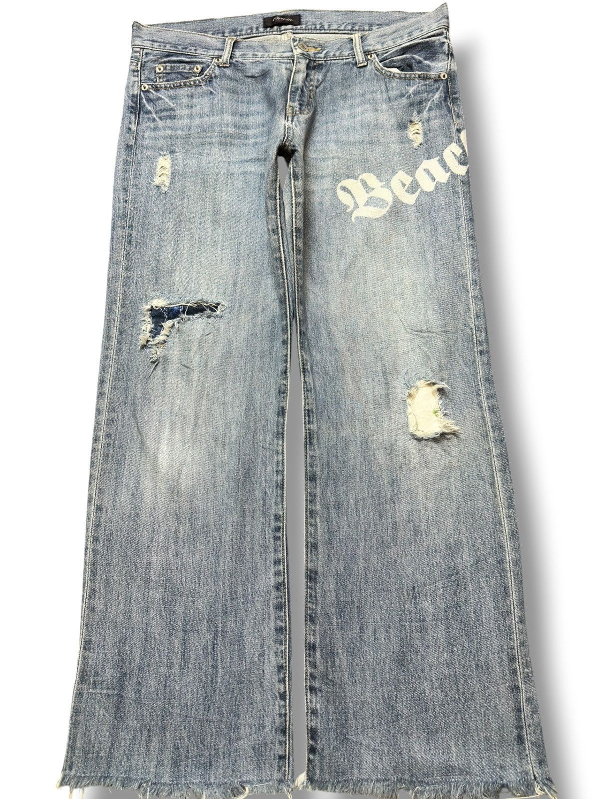Hysteric Glamour Vintage Oririn Flare Faded Printed Frayed Hem DistressDenim Size US 34 / EU 50 - 1 Thumbnail